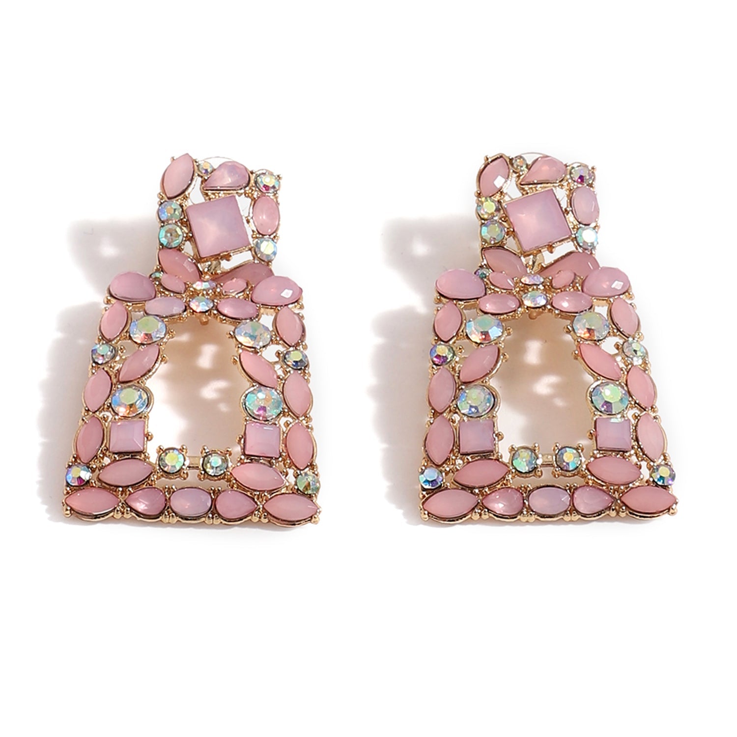 Pink Color Pink Stone Designer Drop Earrings For Women's