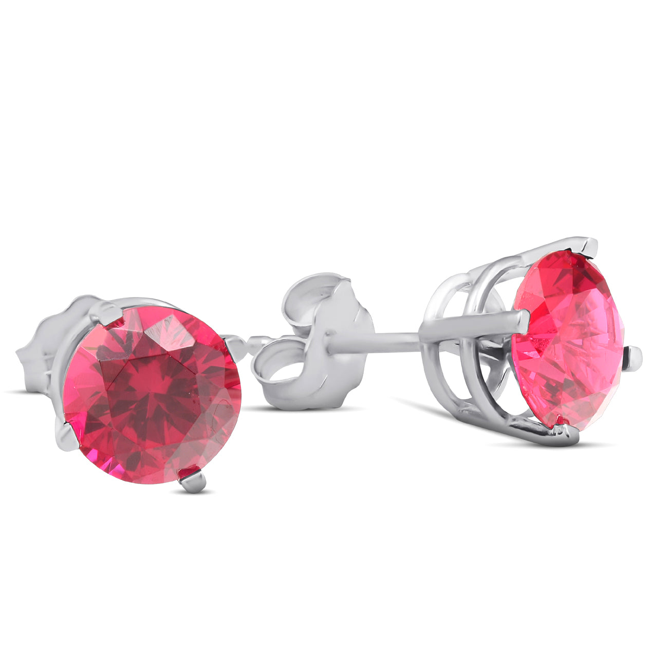 2 CT Ruby Studs 14K White Gold Women's Earrings
