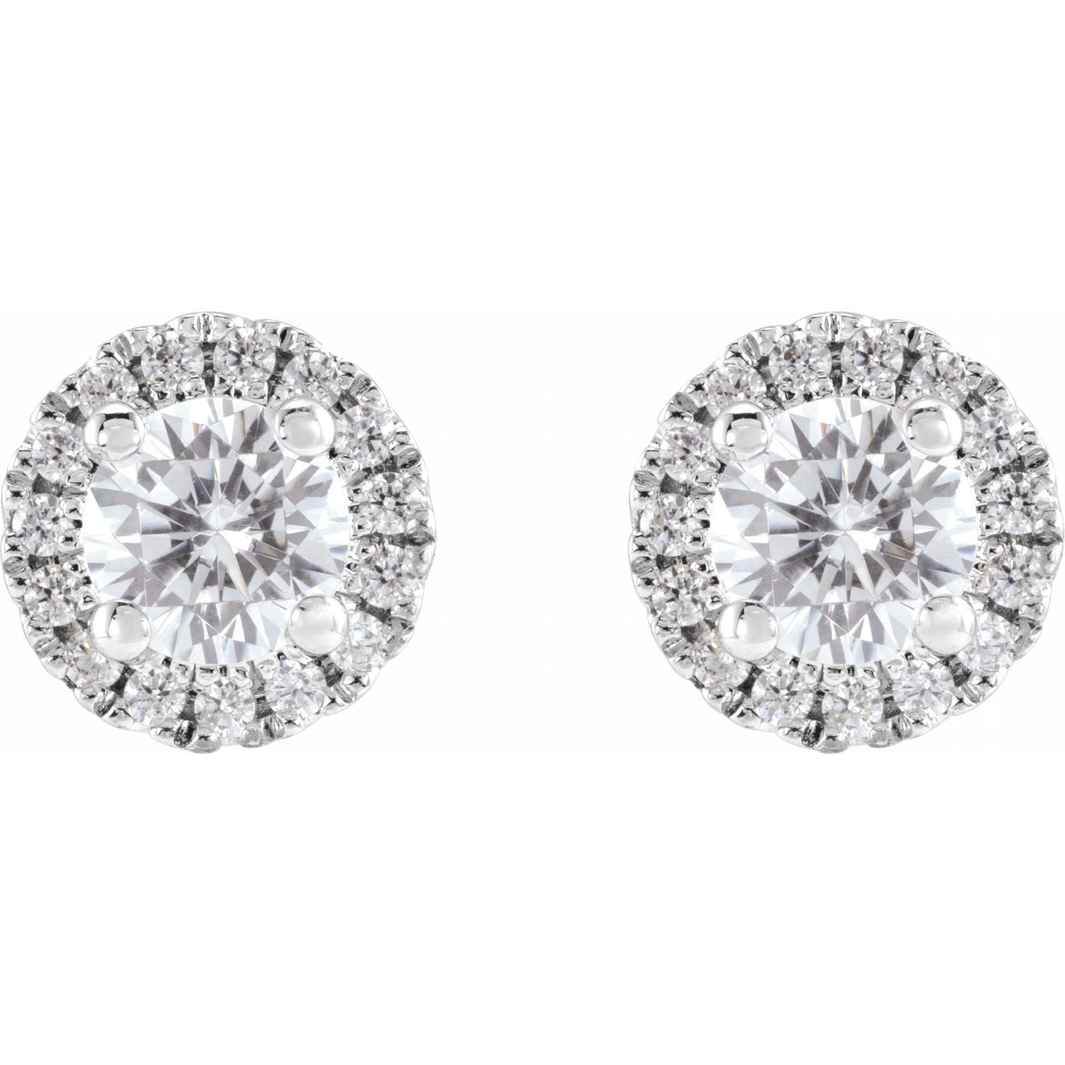 14K White Gold 3/4ct Lab-grown Diamond Stud Earrings Clarity SI Color G-H