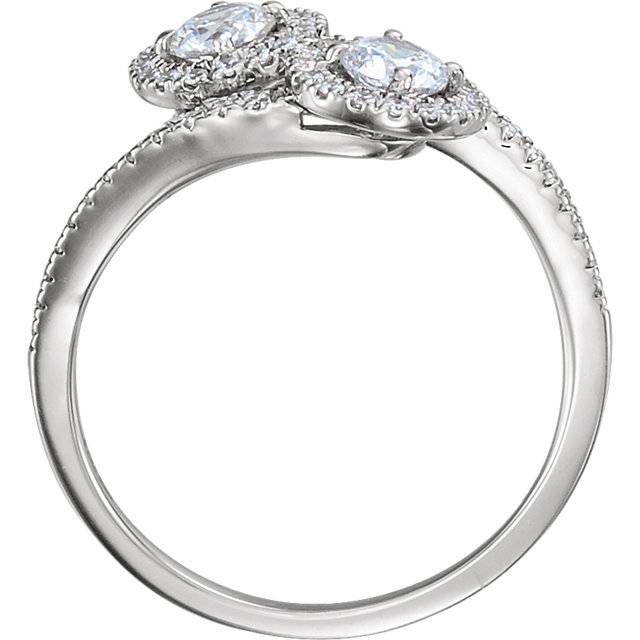 1.00CT Two Stone Forever Us Diamond Halo Ring 14k White Gold