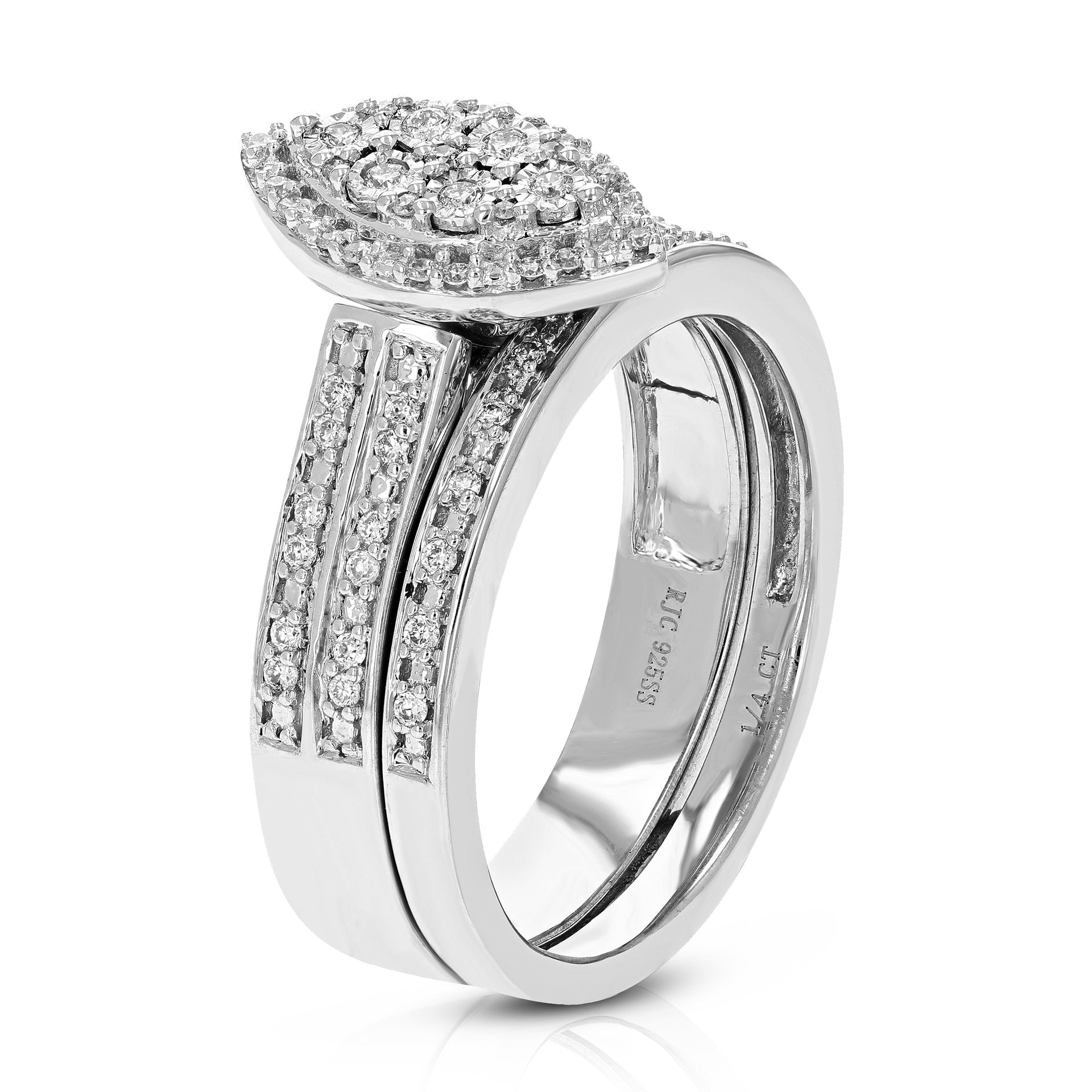 1/4 cttw Round Cut Lab Grown Diamond Wedding Engagement Ring Bridal Set .925 Sterling Silver