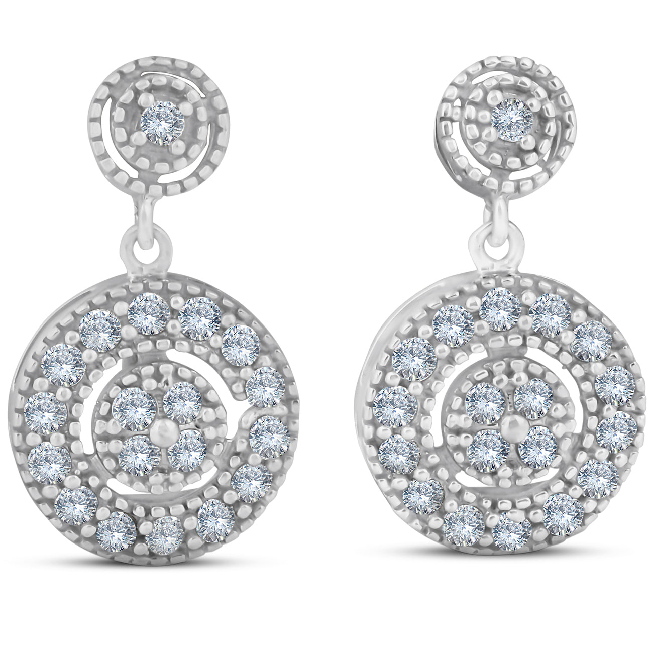 1/2 CT Diamond Dangle Earrings 10K White Gold