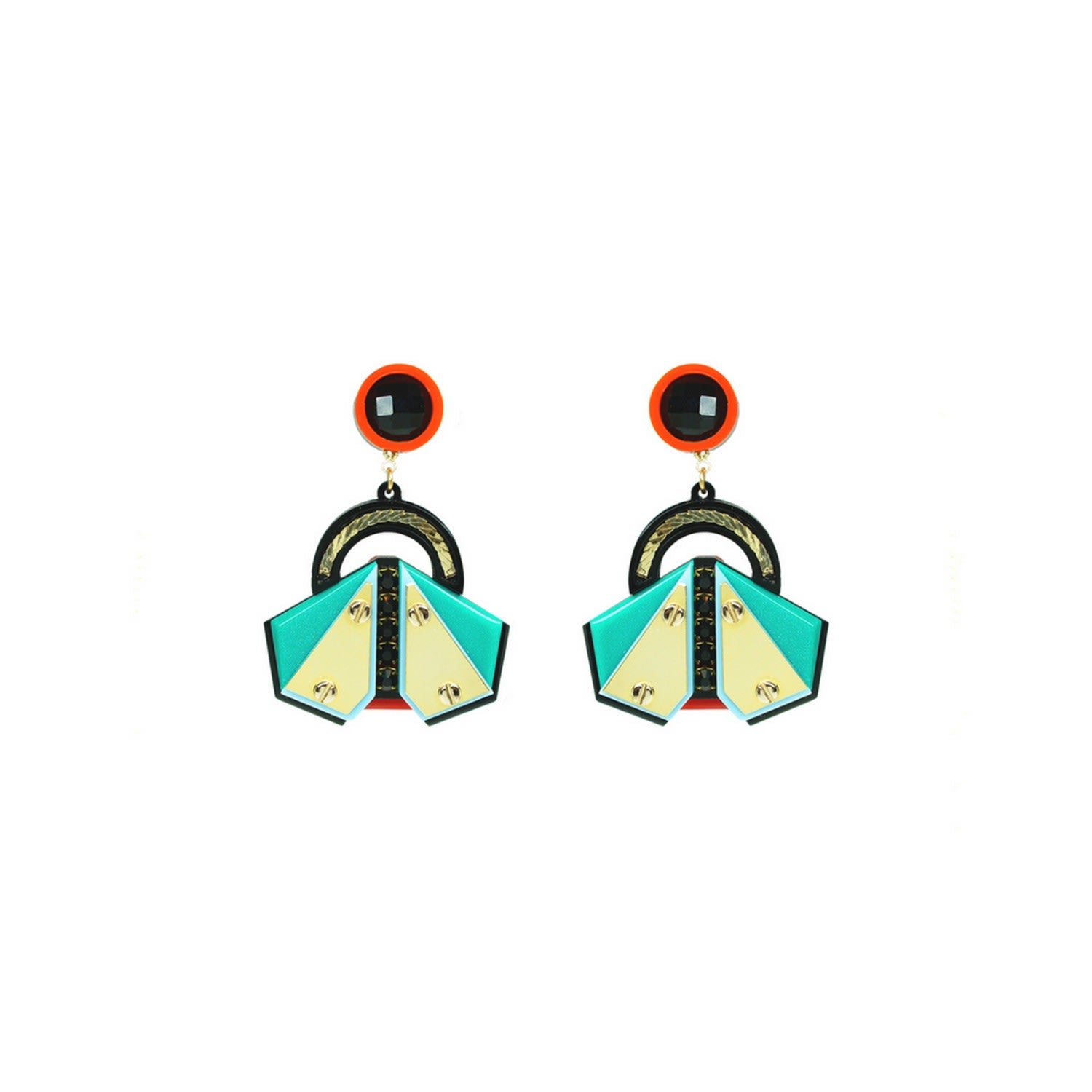 Acrylic Handmade Earring Papaloti / Turquoise Green