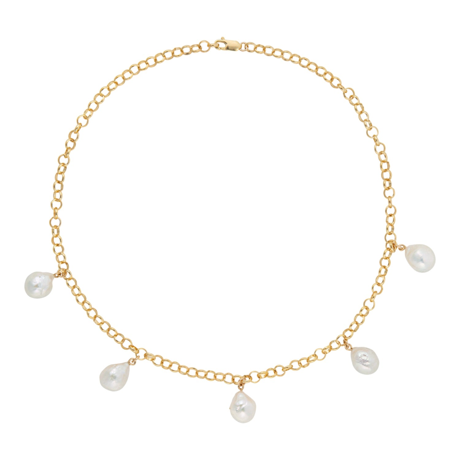 Aelia Baroque Pearl Chain Necklace-Gold