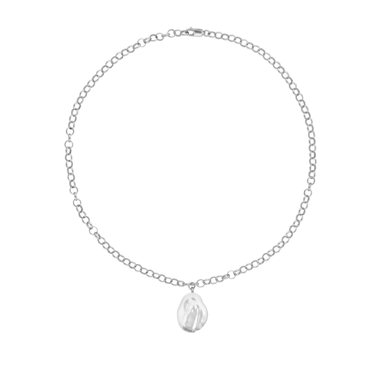 Aelia Large Baroque Pearl Necklace-Silver