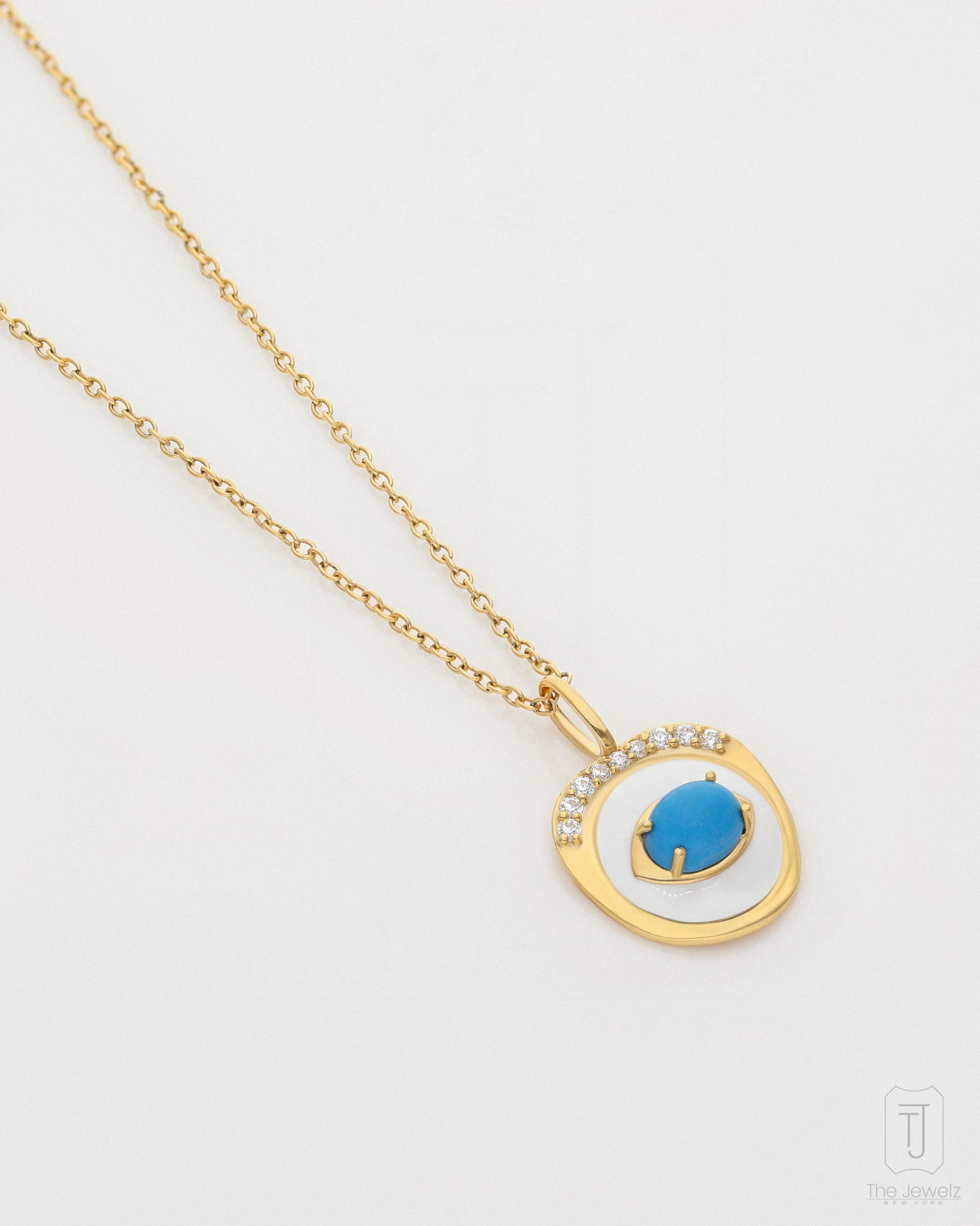 Aerio Turquoise Charm Pendant For Gifting In Silver