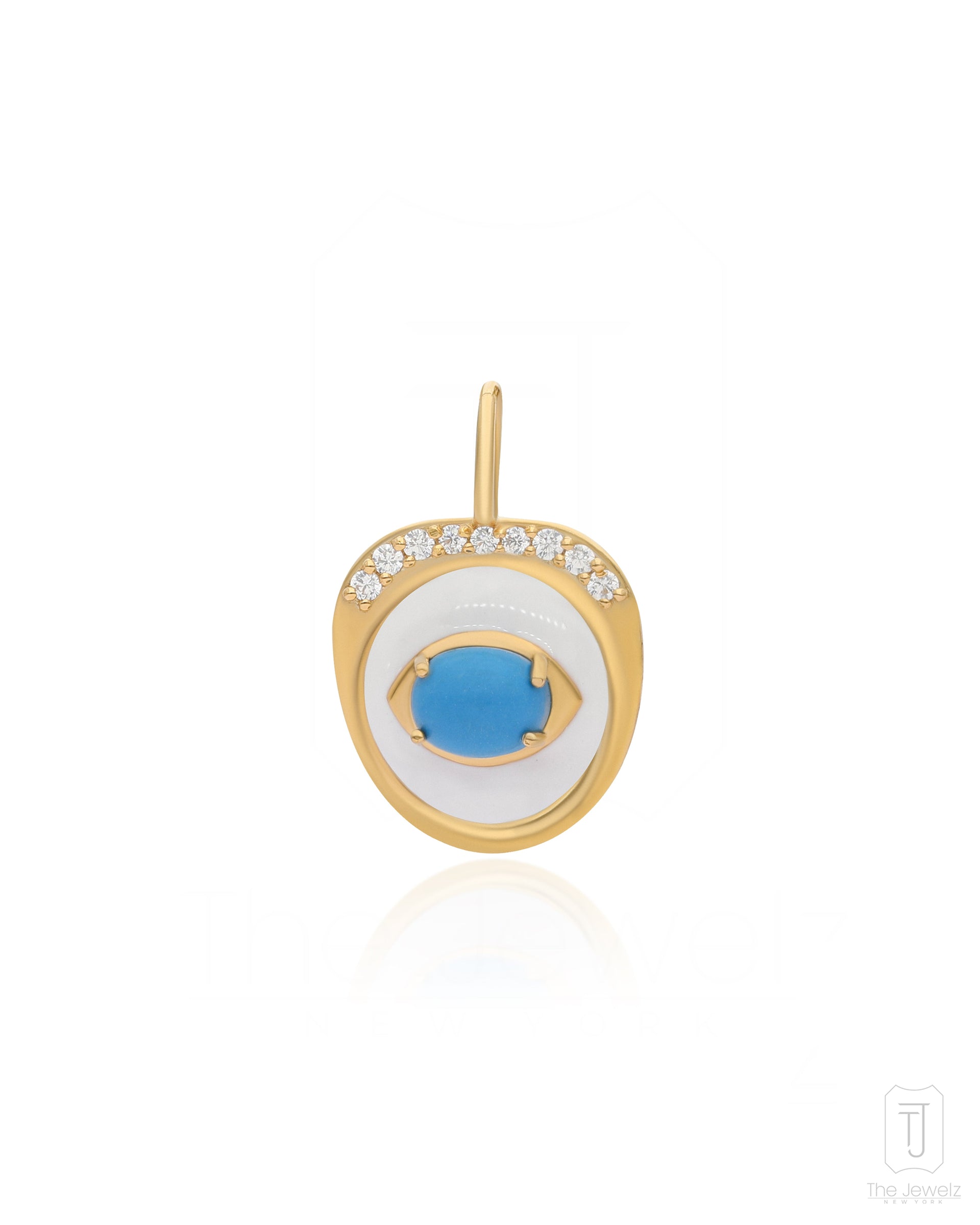 Aerio Turquoise Charm Pendant For Gifting In Silver