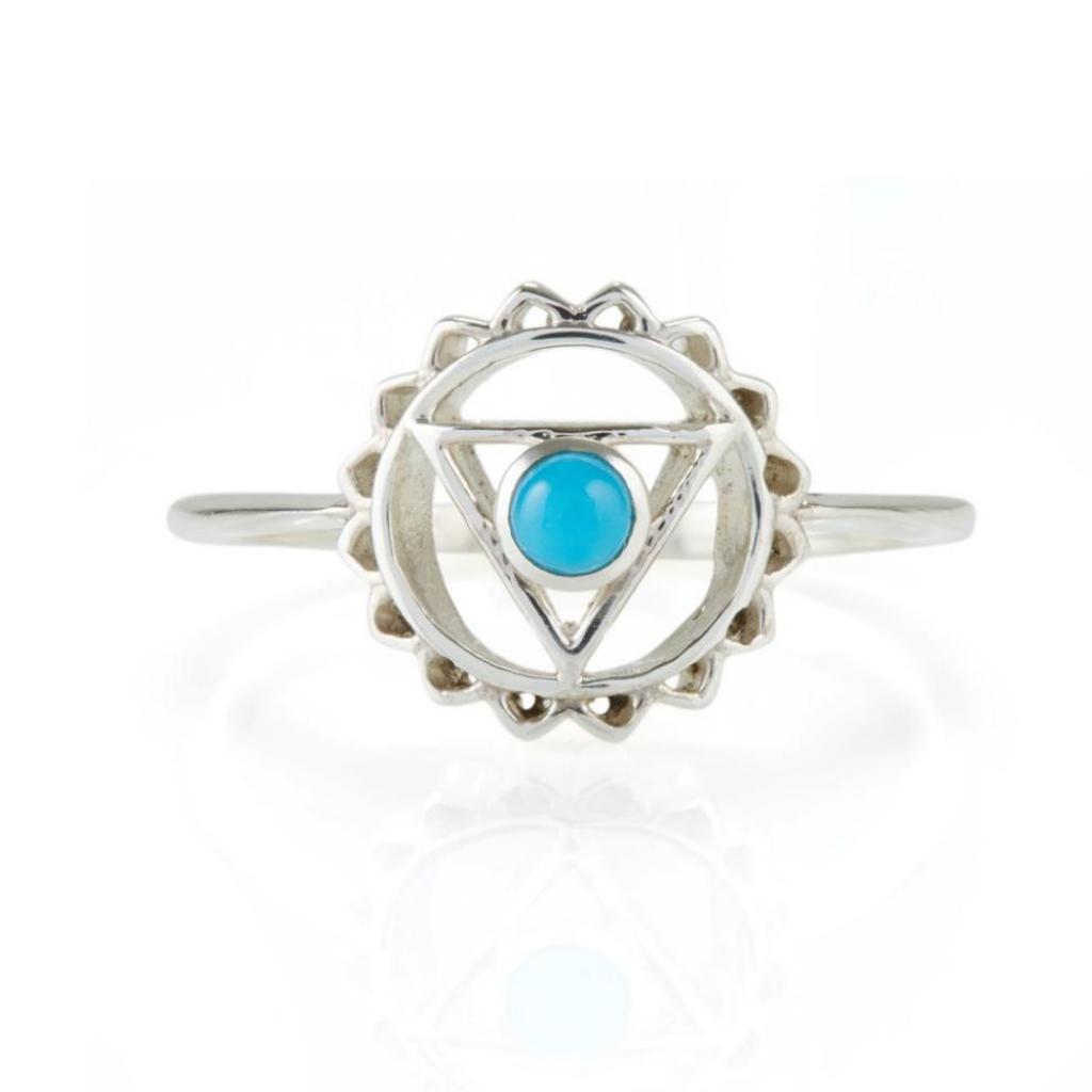Throat Chakra Silver Ring - Turquoise