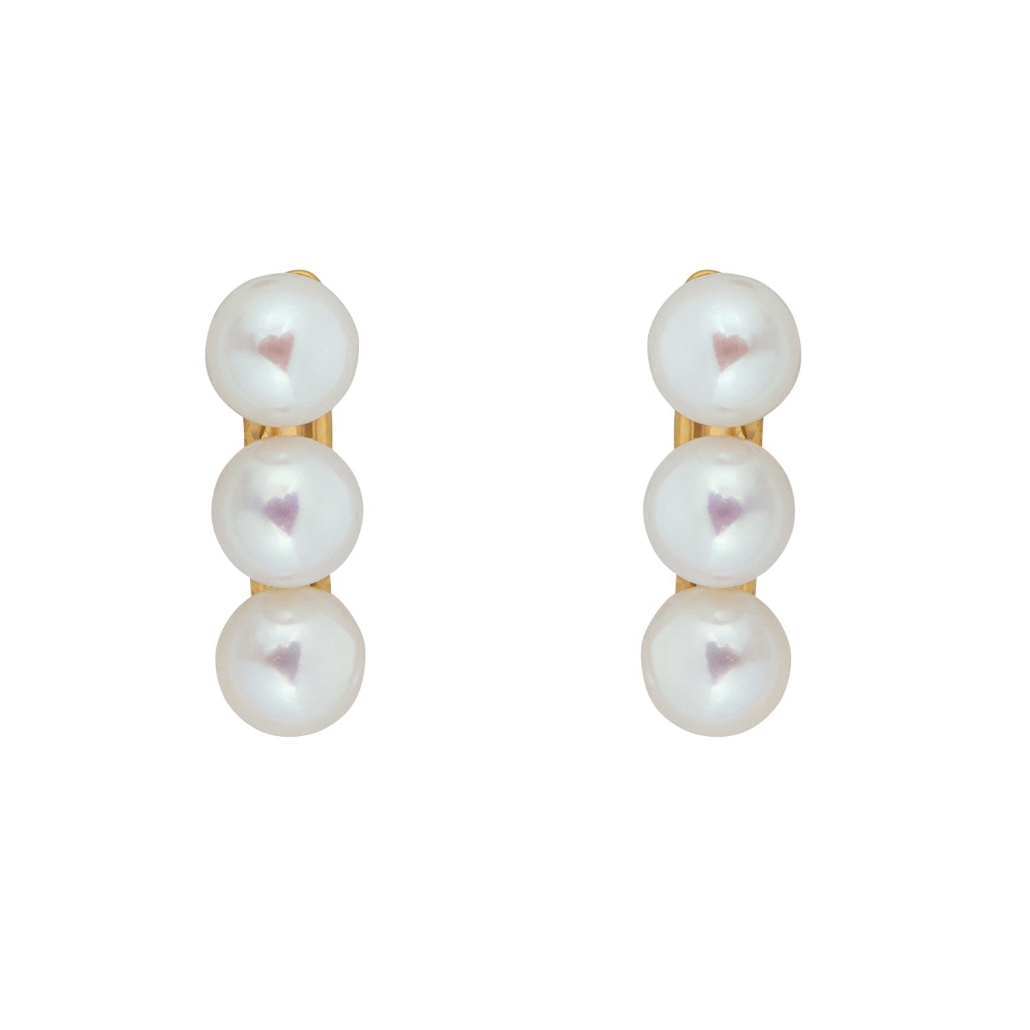 Aetia Trio Pearl Hoop Earrings- Gold