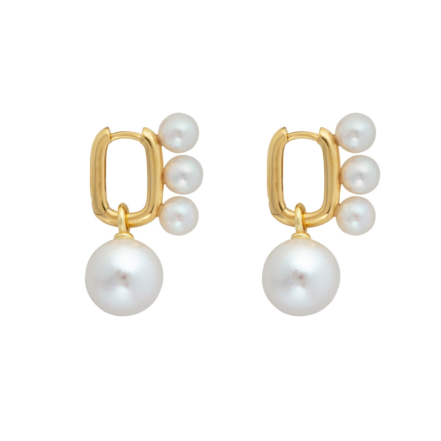 Aetia Trio & Xl Pearl Hoop Earrings- Gold