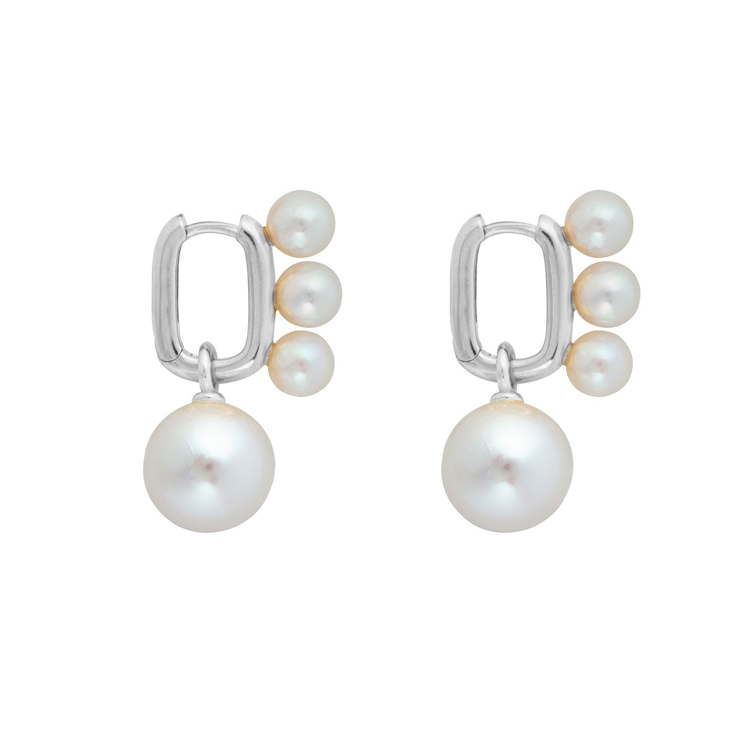 Aetia Trio & Xl Pearl Hoop Earrings- Silver