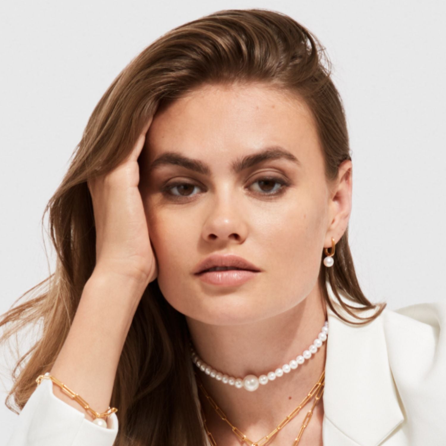 Aetis Pearl Hoop Earrings-Gold