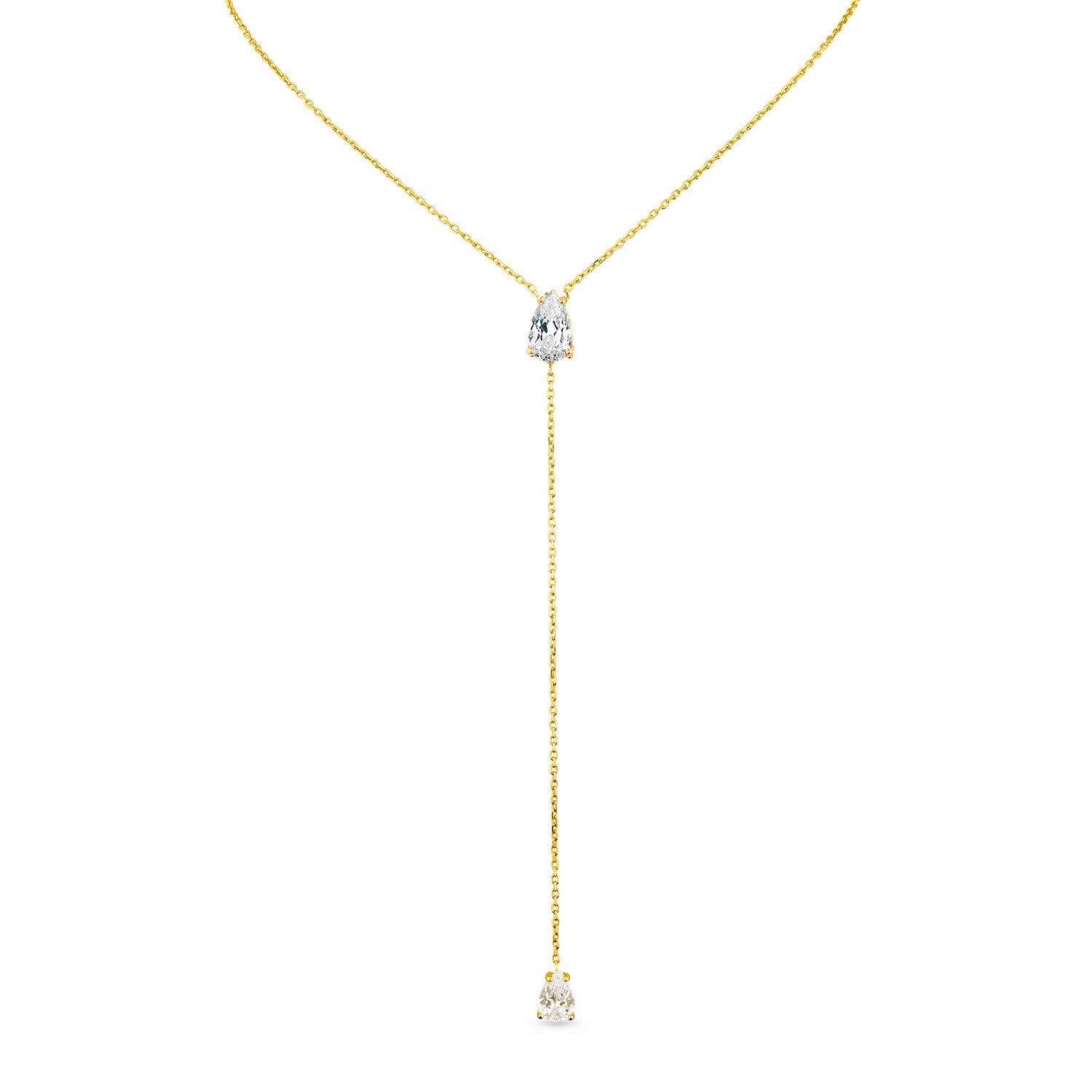 Pure Lariat With Man Made Cz Diamond Stimulant In Sterling Silver & 18K Gold Vermeil
