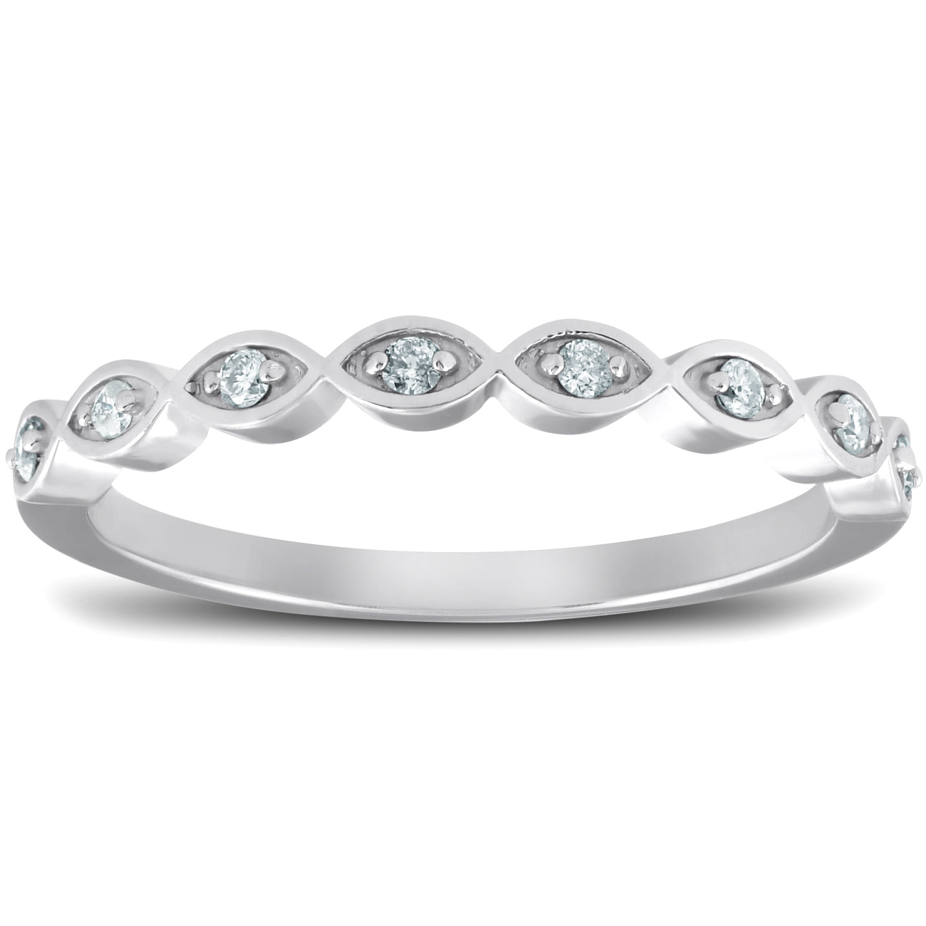 Diamond Wedding Ring Womens Stackable 10k White Gold Anniversary Band