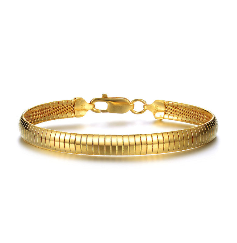 Sterling Silver 14k Gold Plated Omega Bracelet-unisex