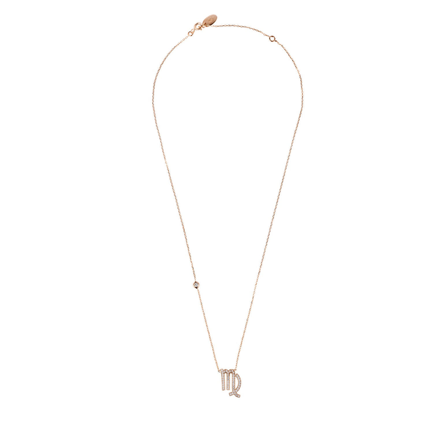 Zodiac Star Sign Pendant Necklace Rose Gold Virgo