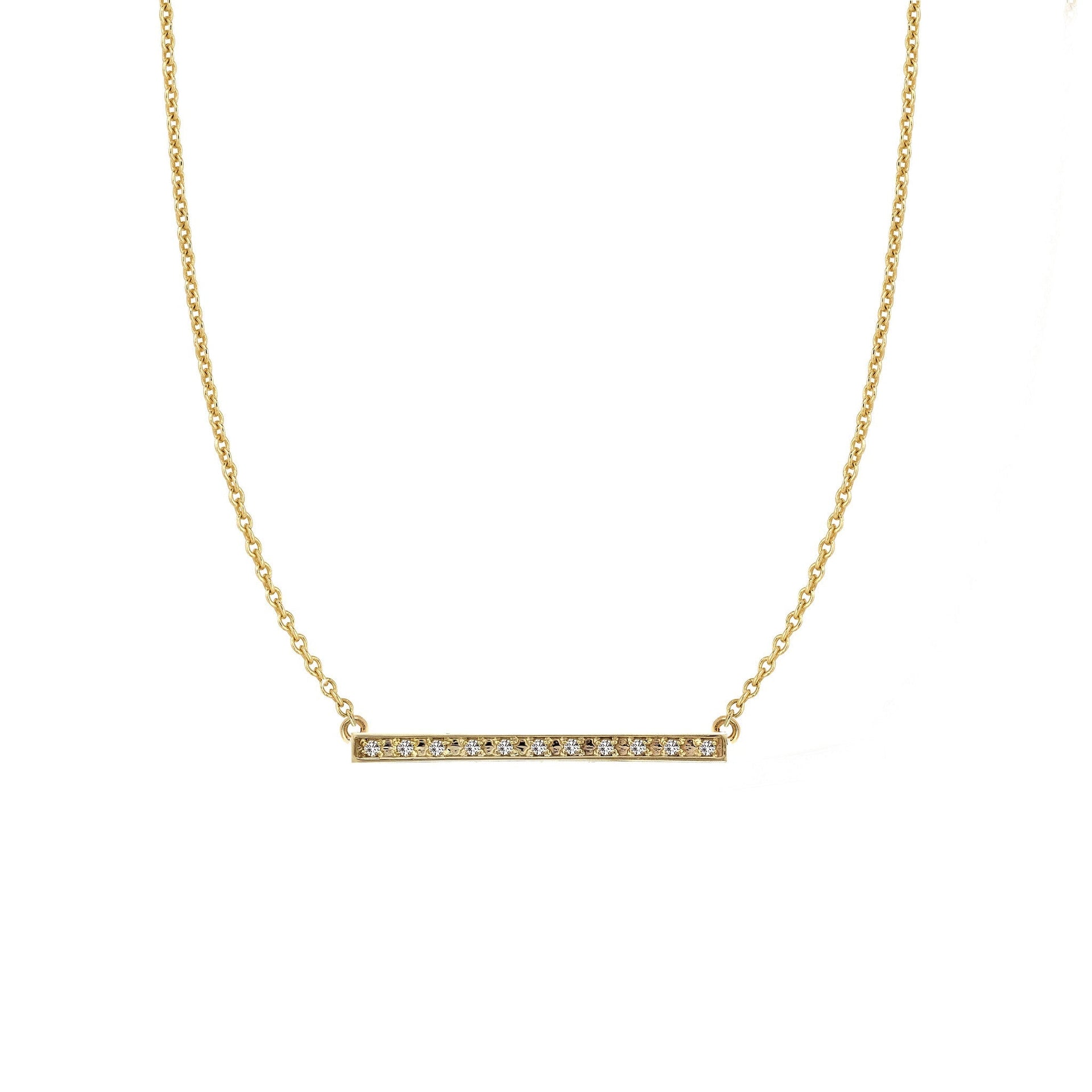 Diamond Bar Necklace (Small) Yellow Gold