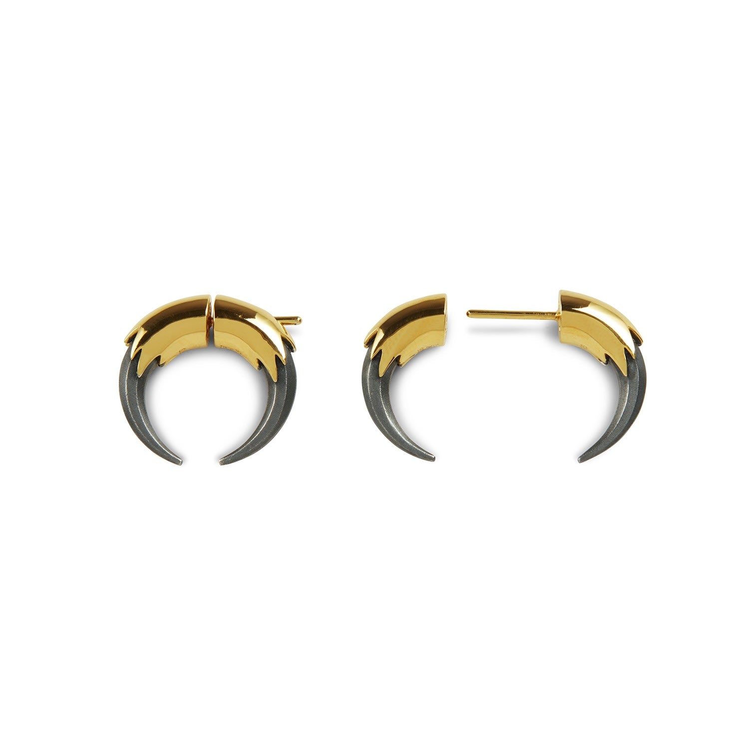 Claw Hoop Earrings Gold & Oxidised Silver