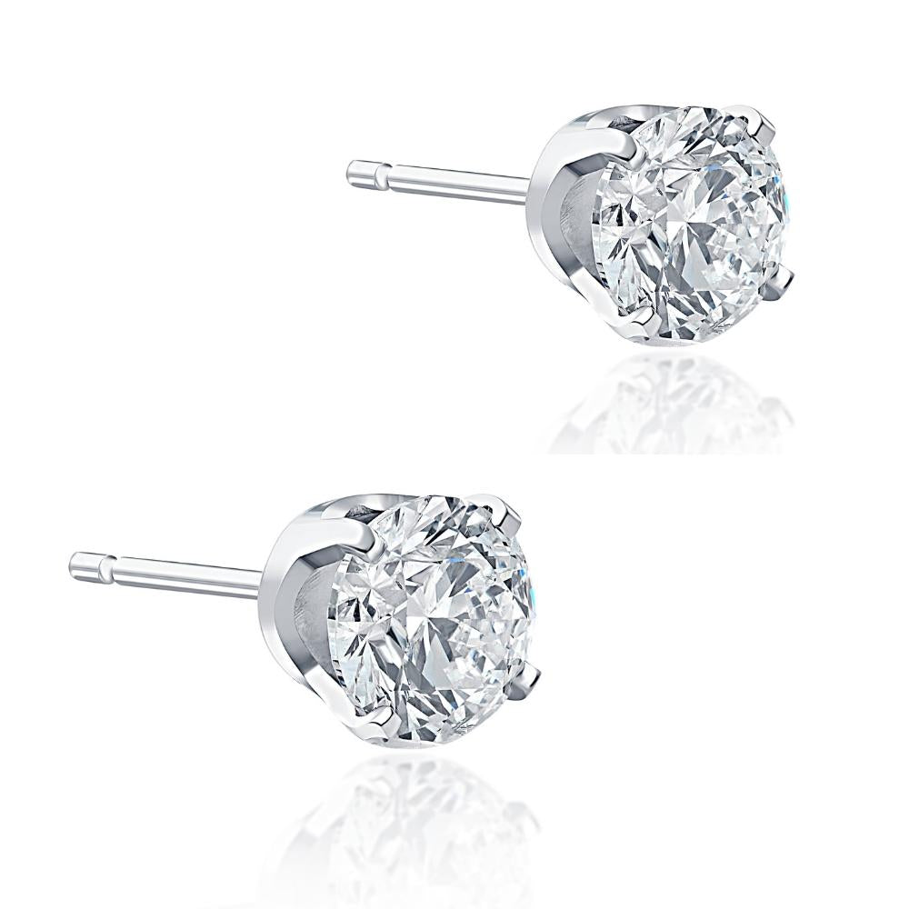4 CT Diamond Studs 14k White Gold