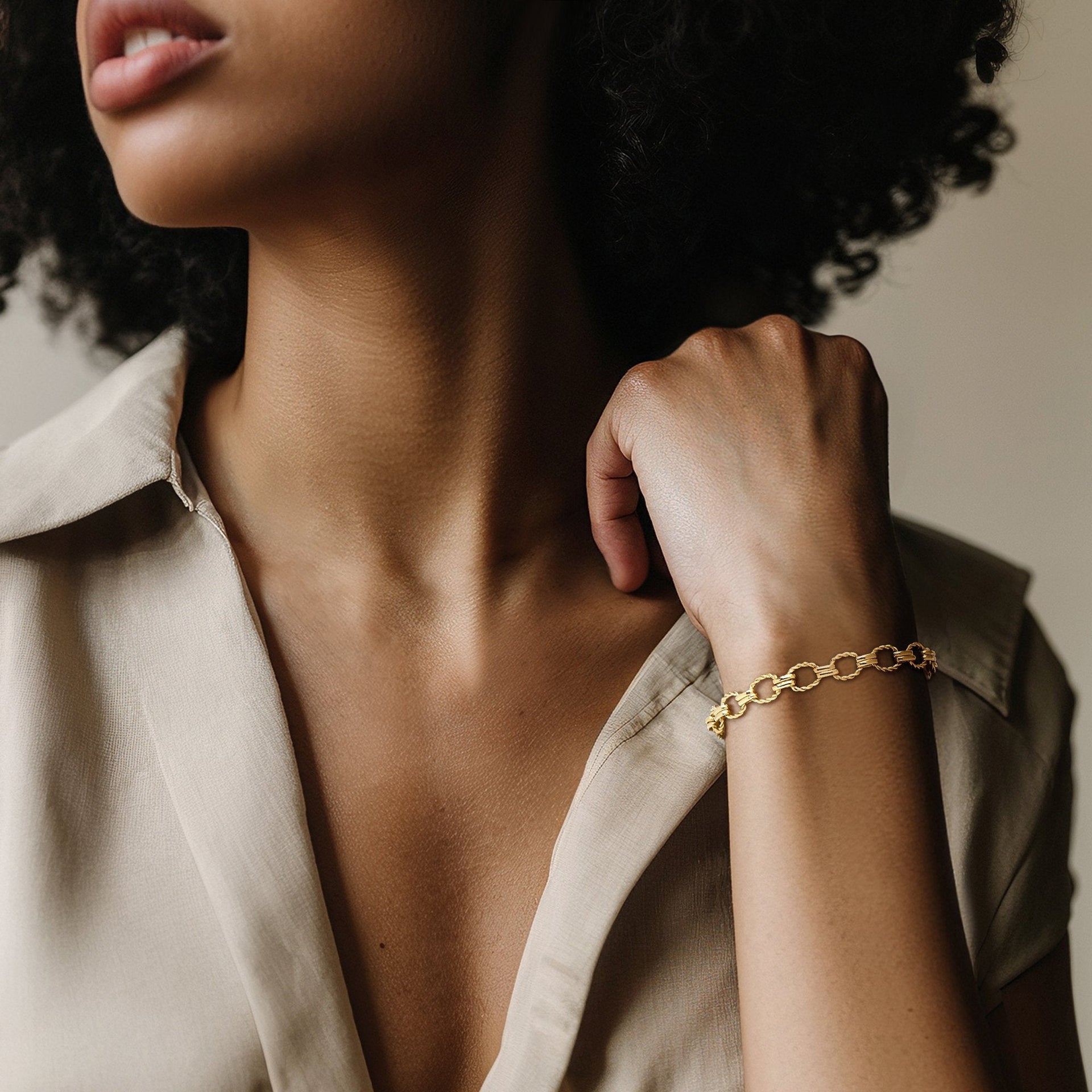 Canaria 10kt Yellow Gold Roped Oval-link Bracelet