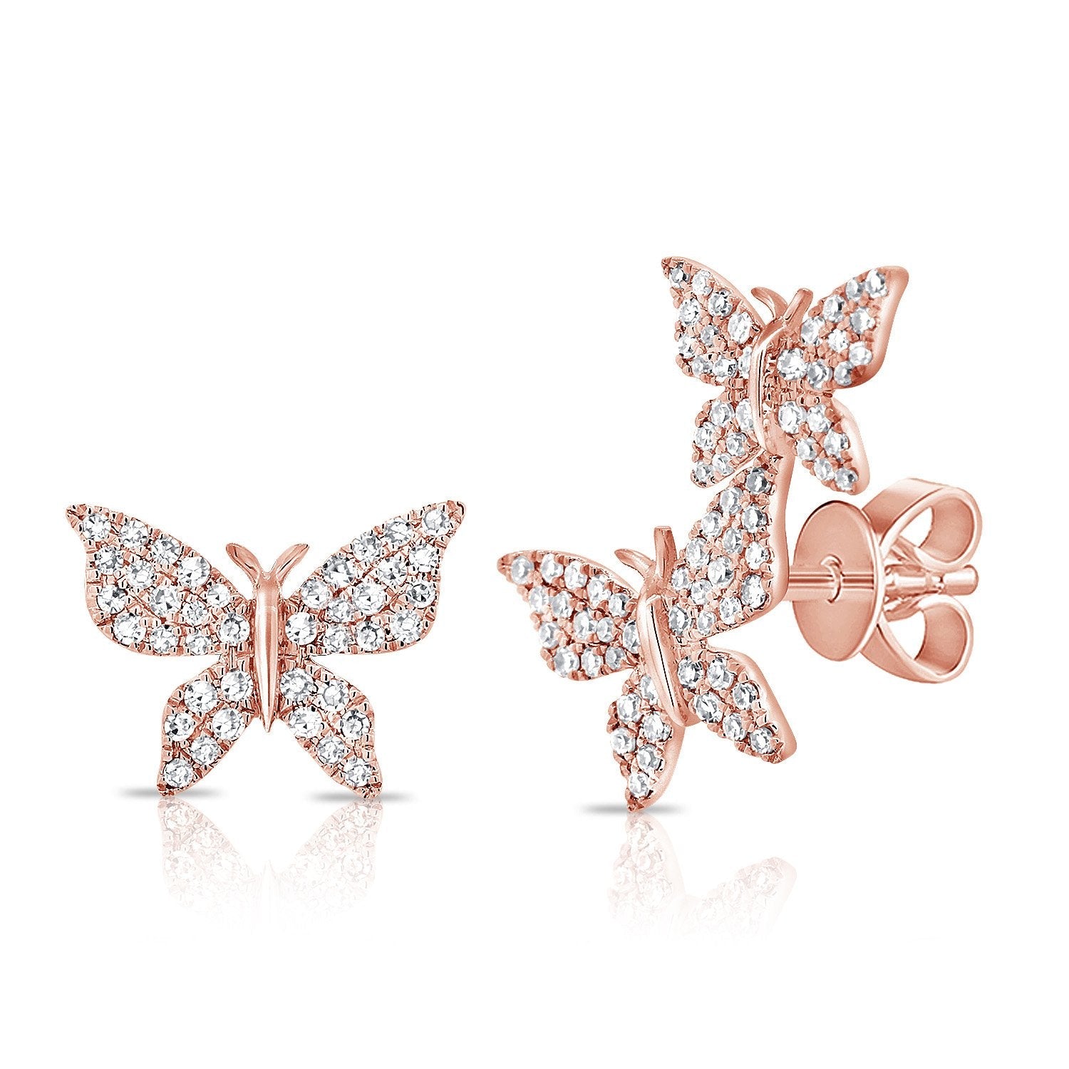 14k Gold Diamond Butterfly Earring