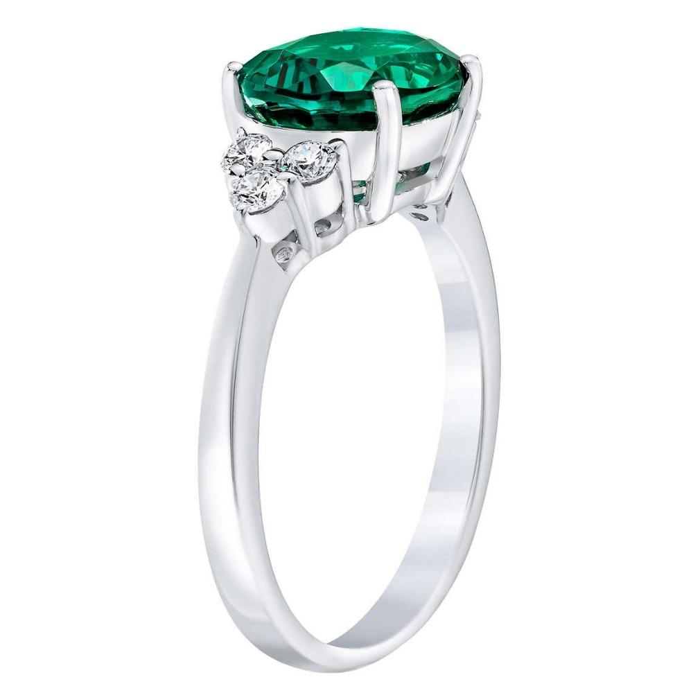 3 1/4 ct Oval Emerald & Lab Grown Diamond Ring in 10k White or Yellow Gold