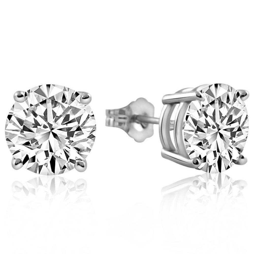 6 Ct TW Round Moissanite Studs in 14k White Gold