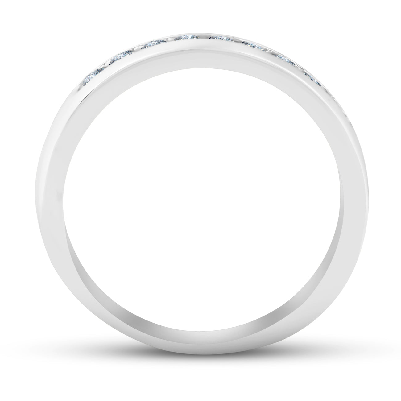 1/4ct Diamond Wedding 14k White Gold Stackable Channel Set Ring High Polished