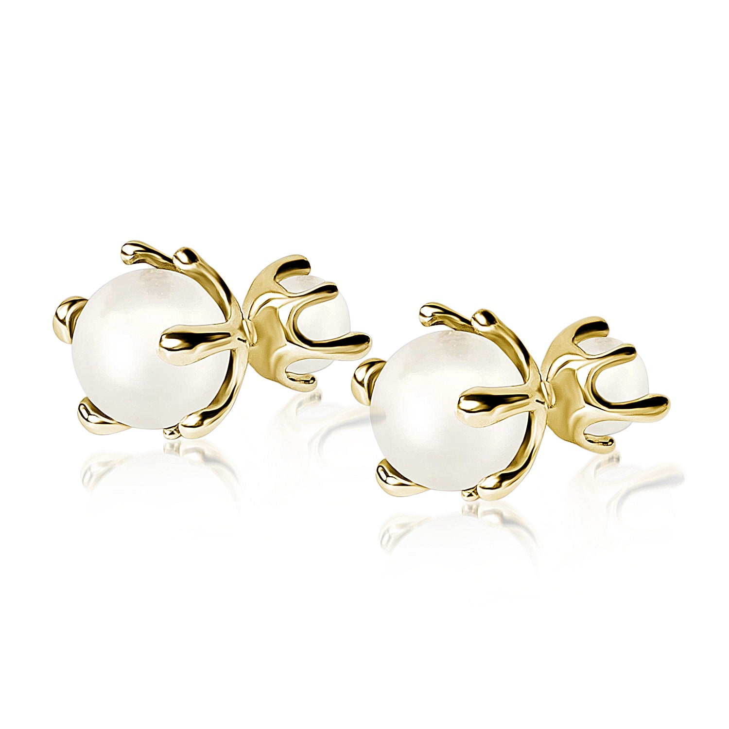 Affectionate Shell Pearl Gold Plated Studs