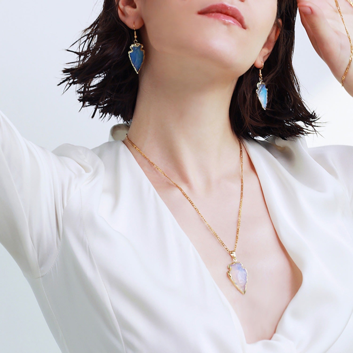 Natural White Crystal 18K Gold Plated Necklace Small