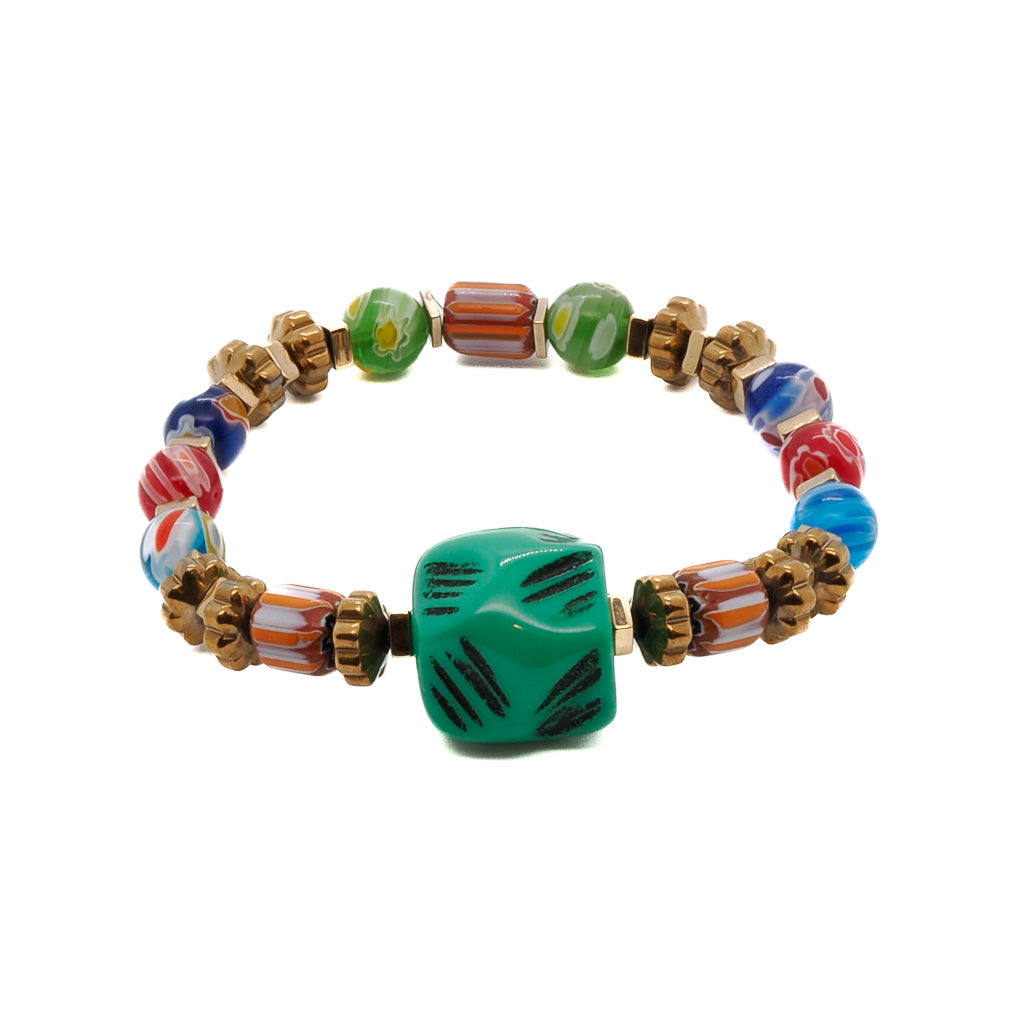 African Colors Women Beaded Bracelet - Green