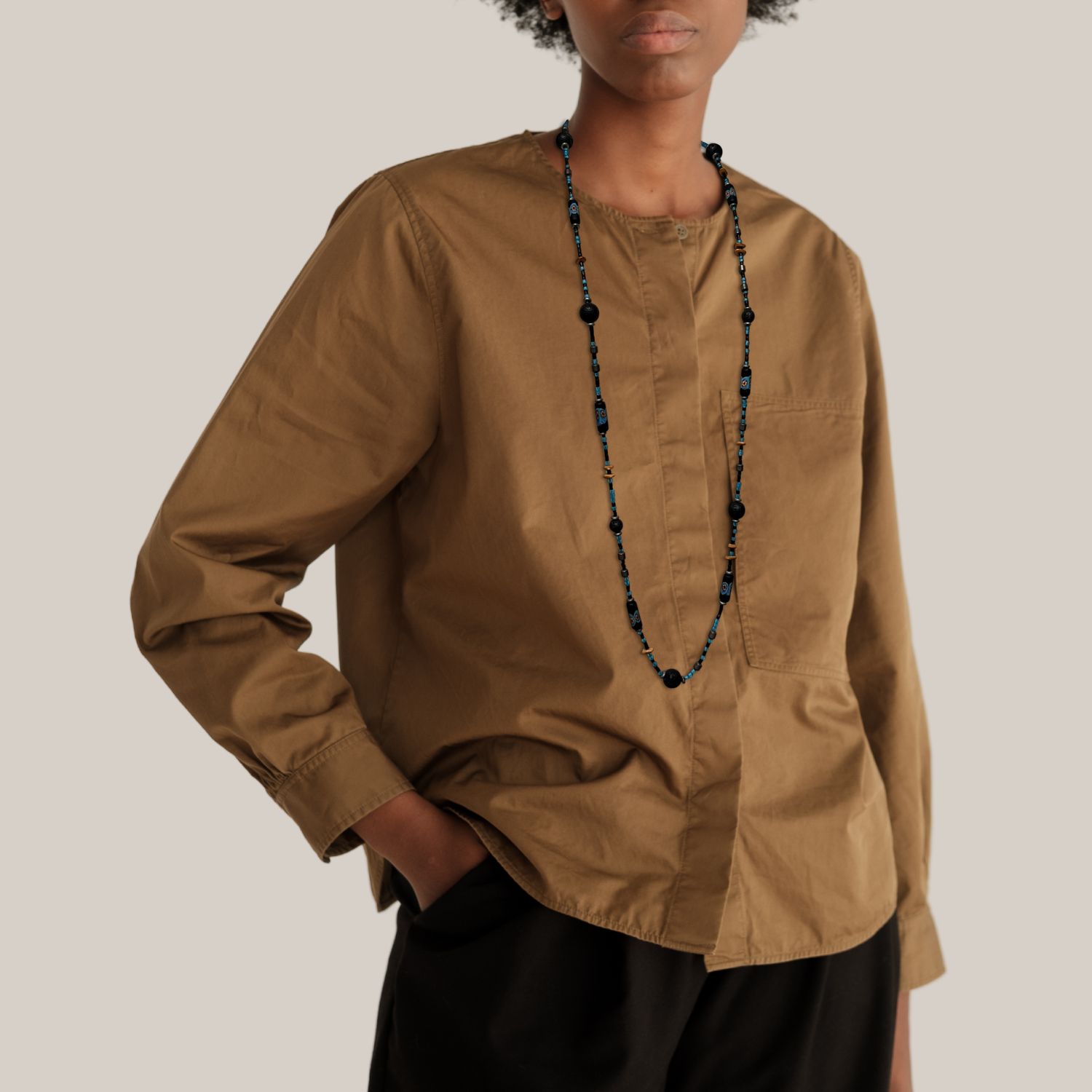 African Voyage Long Lava Necklace