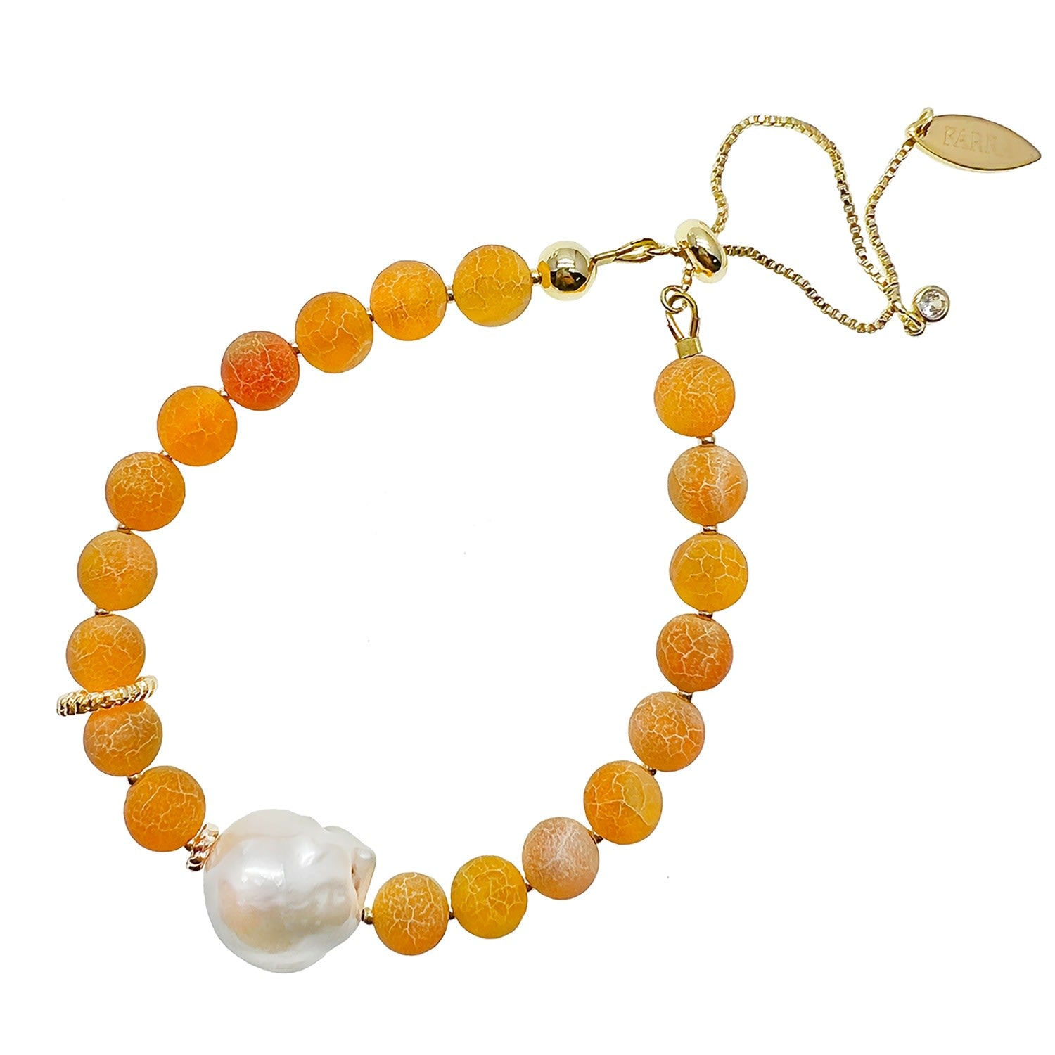 Agate Bracelet With Baroque Pearl Adjustable Bracelet