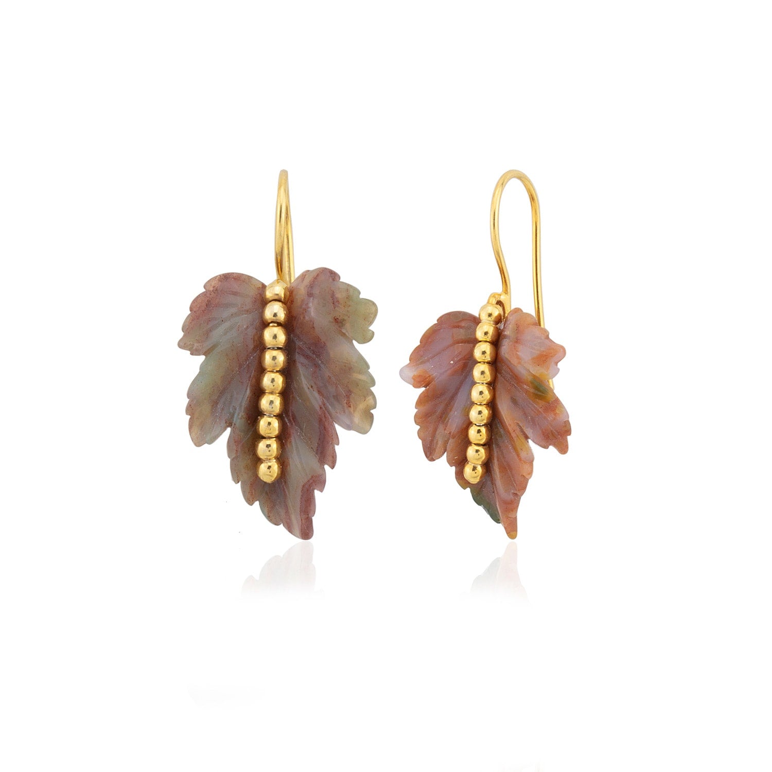 Agate Leaf Earrings - Rose Pink