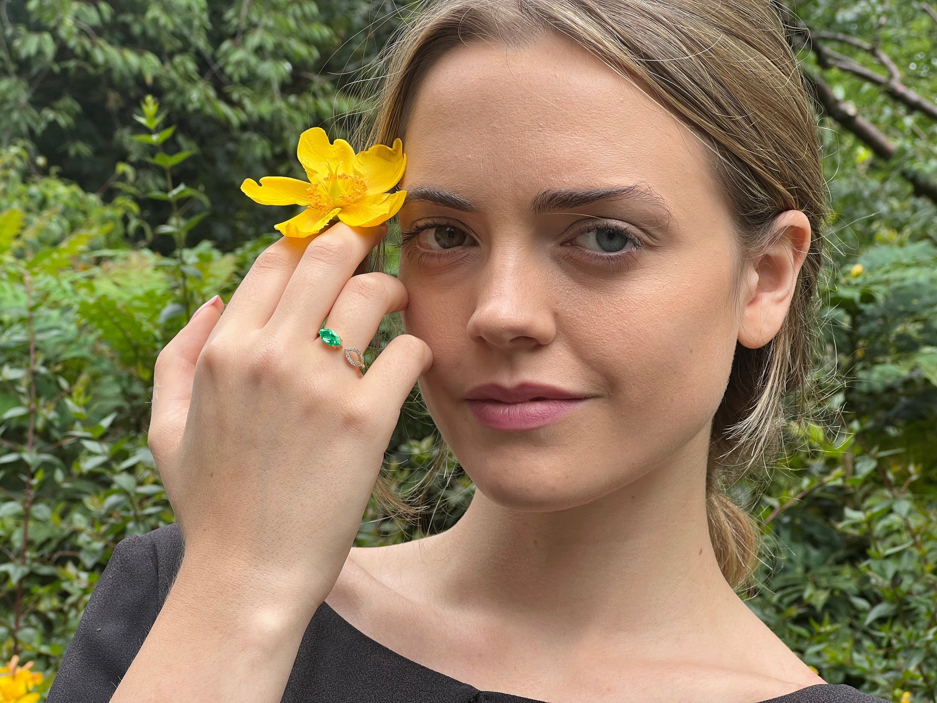 Marquise Cut Agate & Diamond Ring