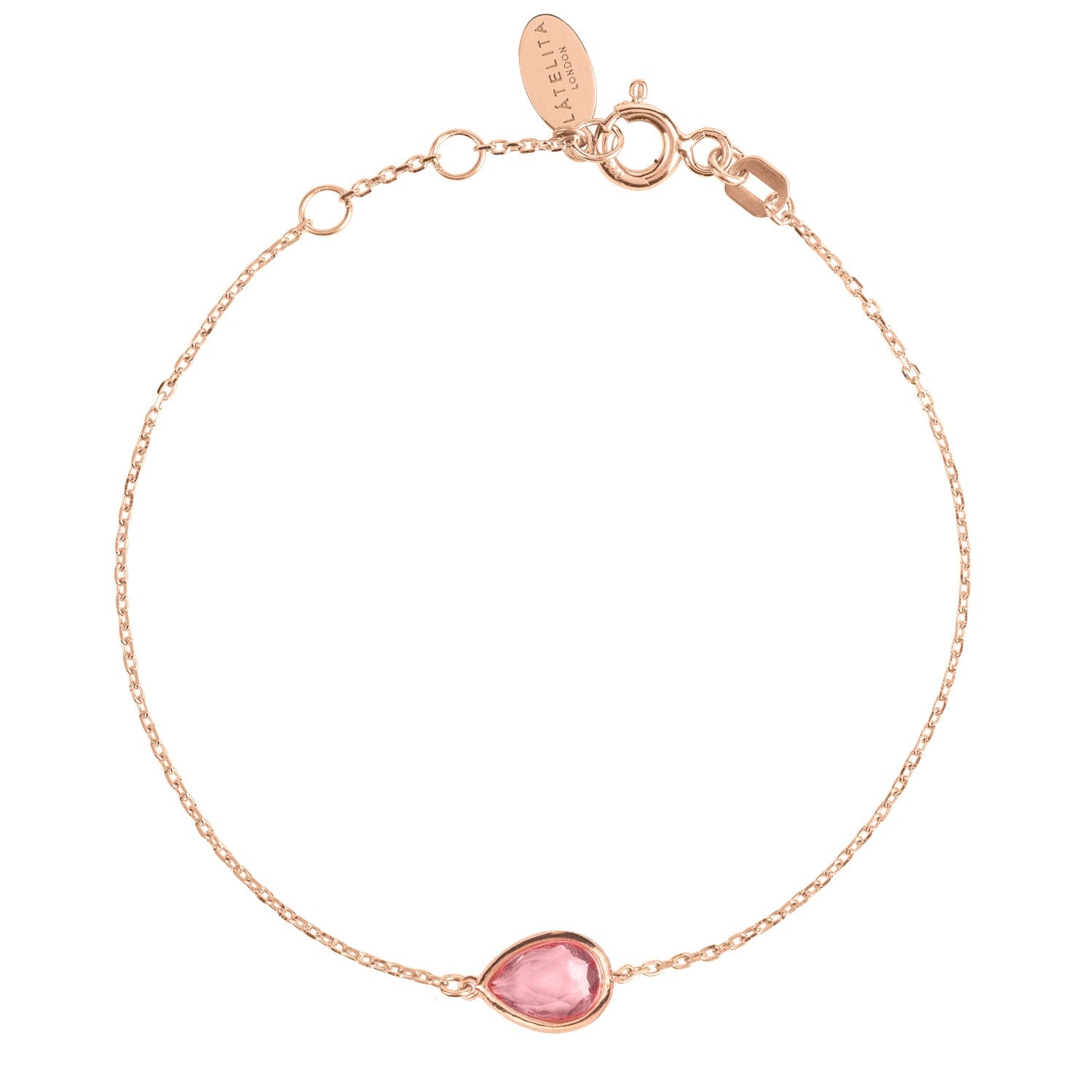 Pisa Mini Teardrop Bracelet Rosegold Pink Tourmaline