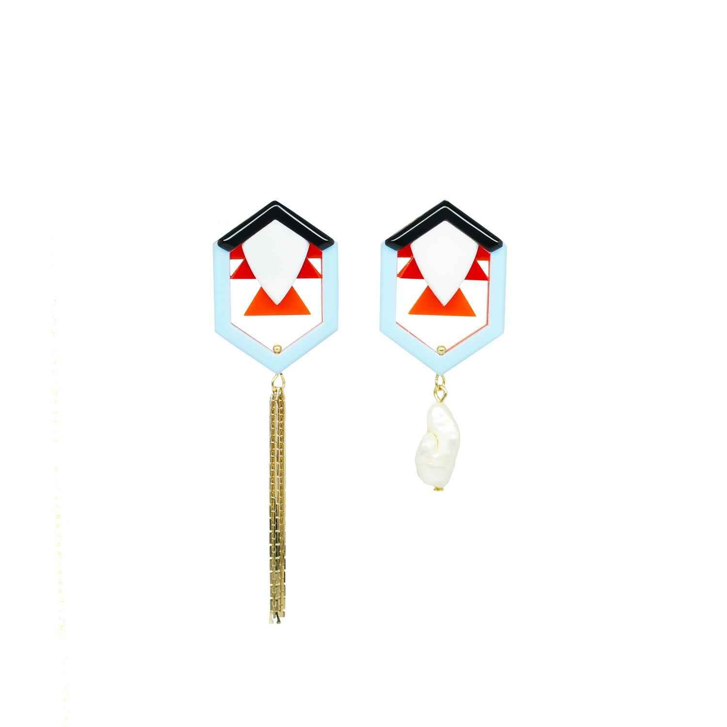 Handmade Earring Geo Fish Orange