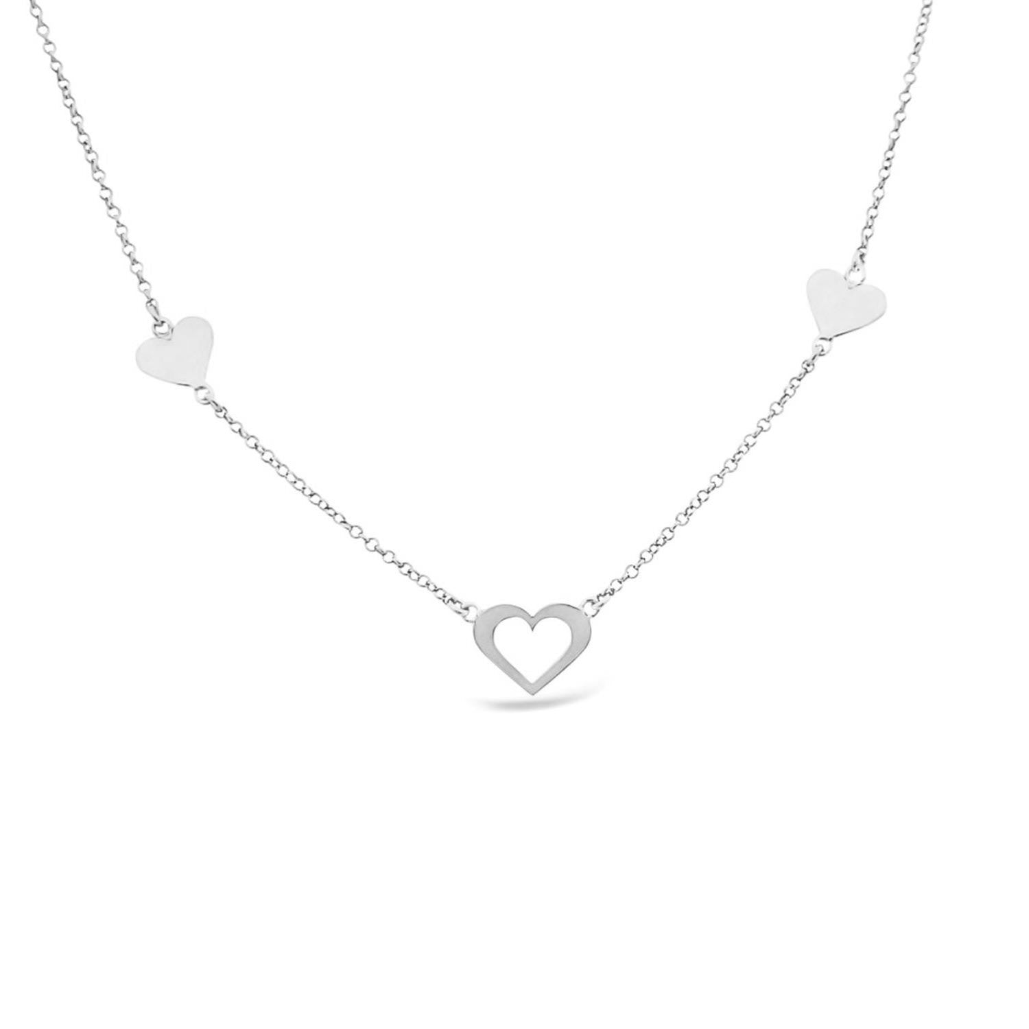 Three Hearts With One Open Heart Necklace