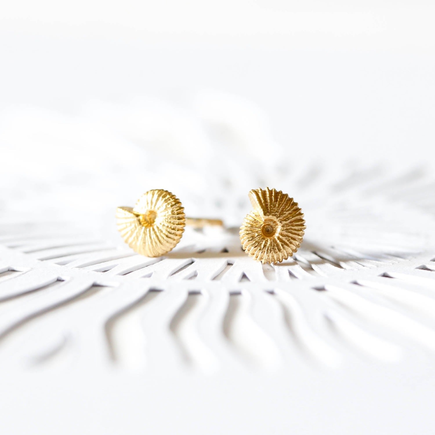 Ammonite Earrings - Gold