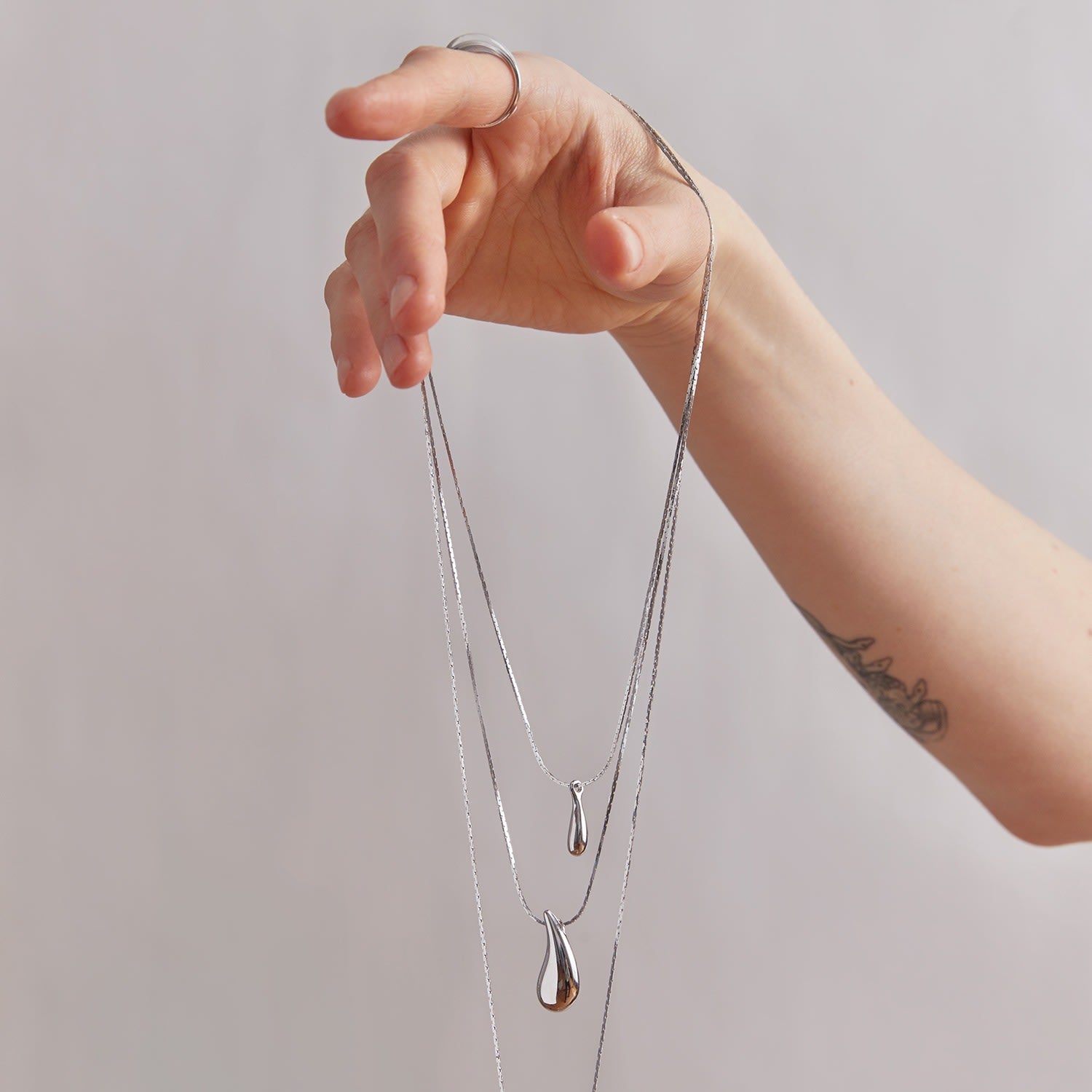 Droplet Pendant - Single - Silver