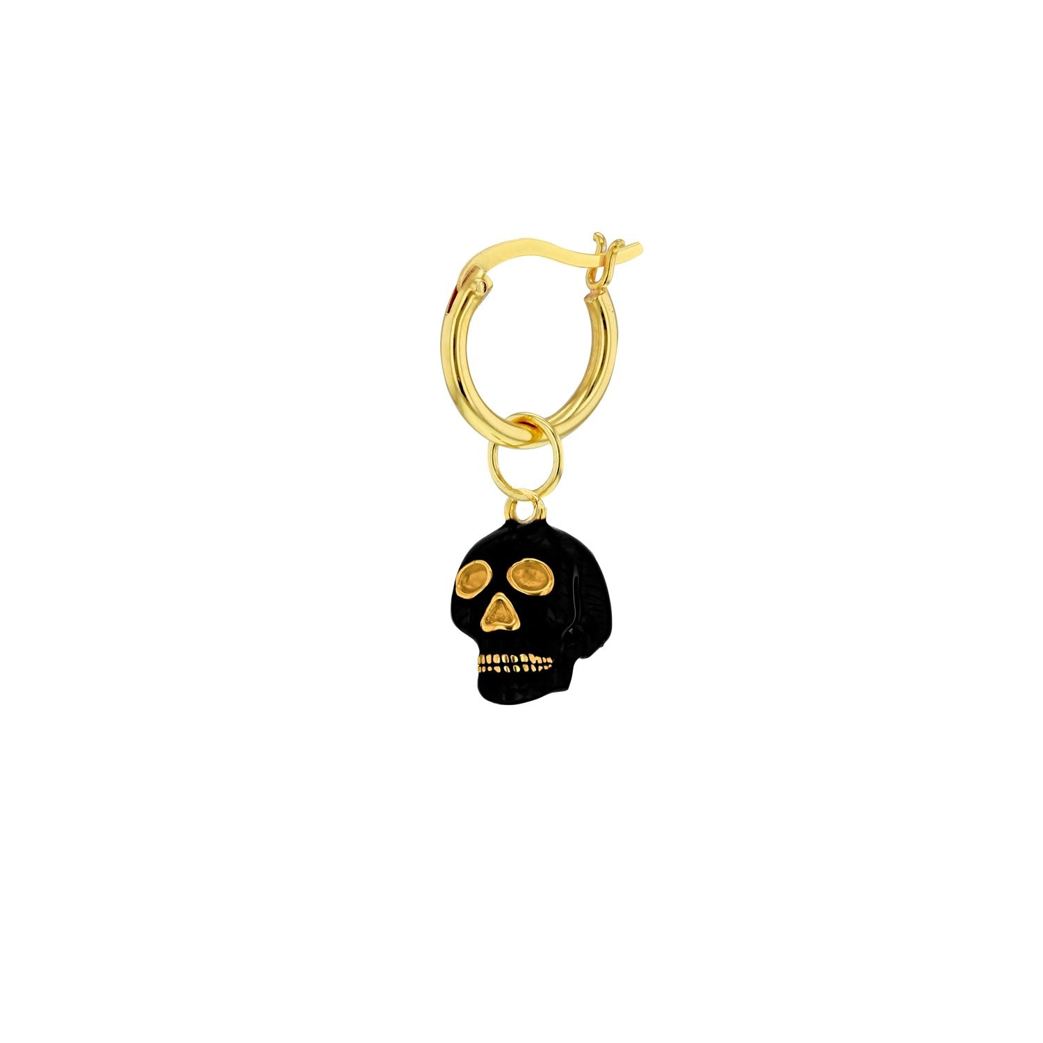 Black Enamel & 18Kt Gold Plated Mini Skull Pendant