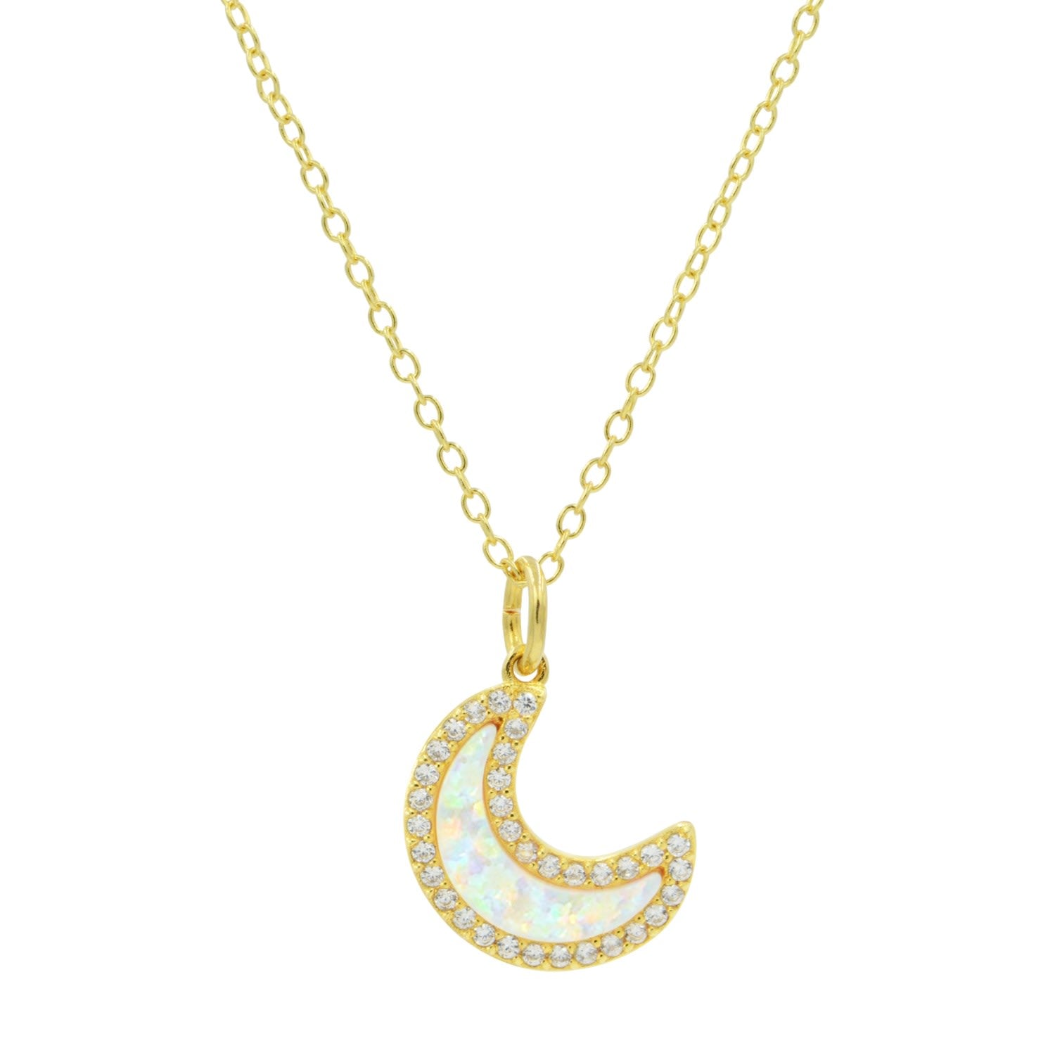 White Opal Moon Necklace