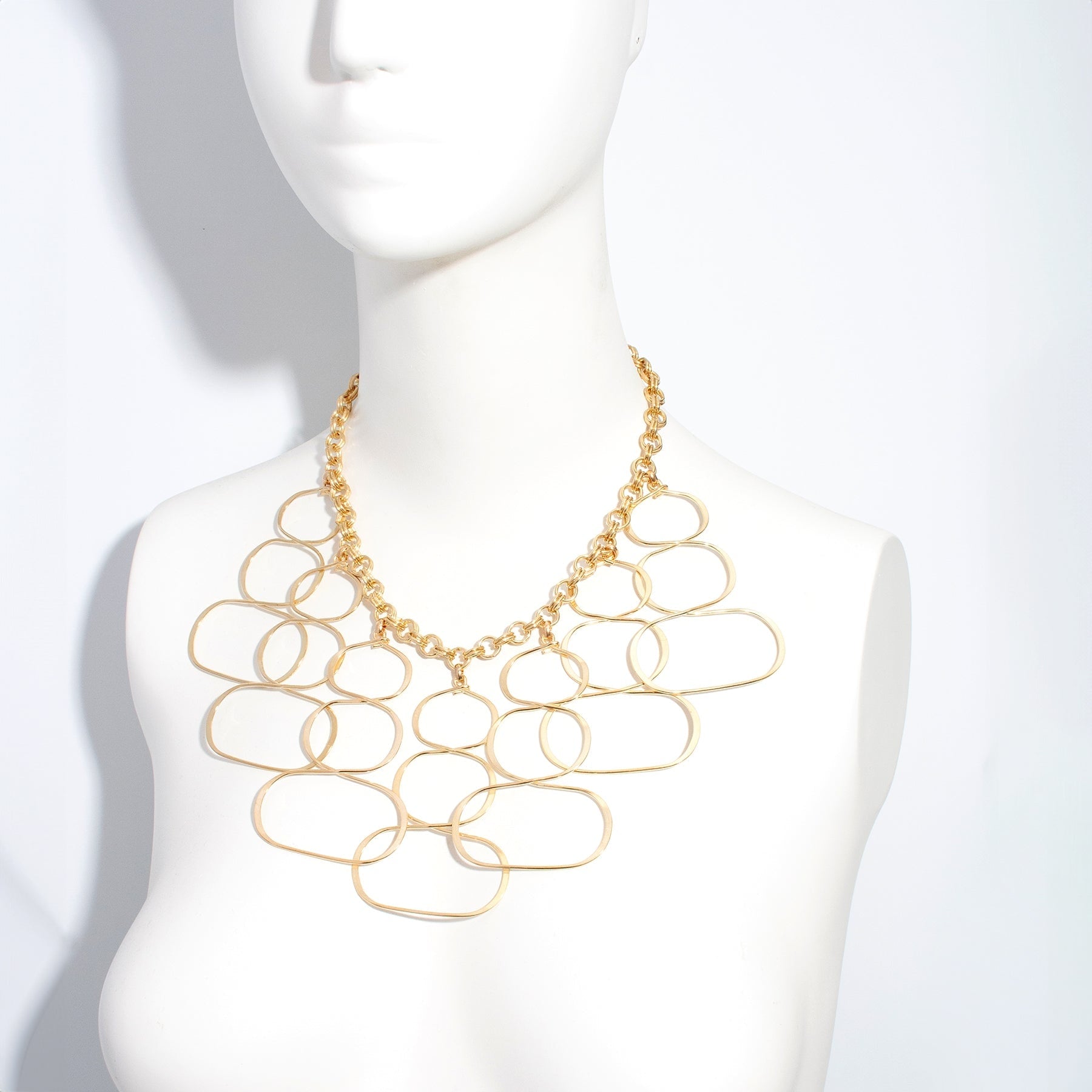 Ajet Necklace – Sculptural Statement Necklace With Vintage Brass And Kinetic Oval Links