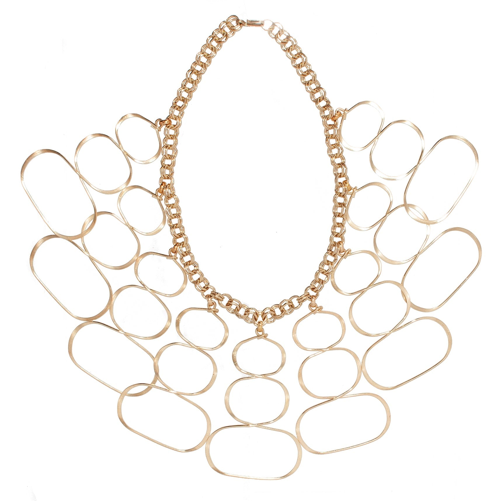 Ajet Necklace – Sculptural Statement Necklace With Vintage Brass And Kinetic Oval Links