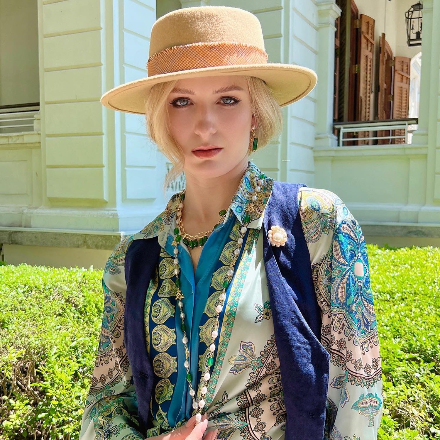 Green Agate Statement Chain Necklace