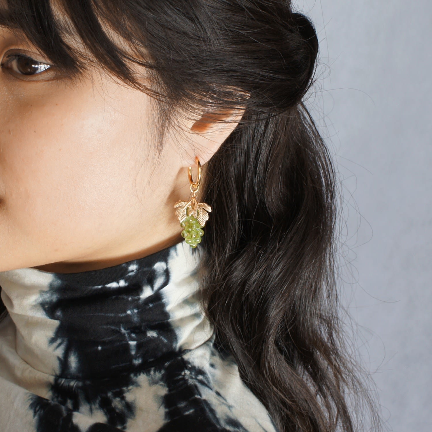 Very Grapeful Gemstone Grape Drop Earrings With 18K Gold Vermeil Hoops - Green Peridot