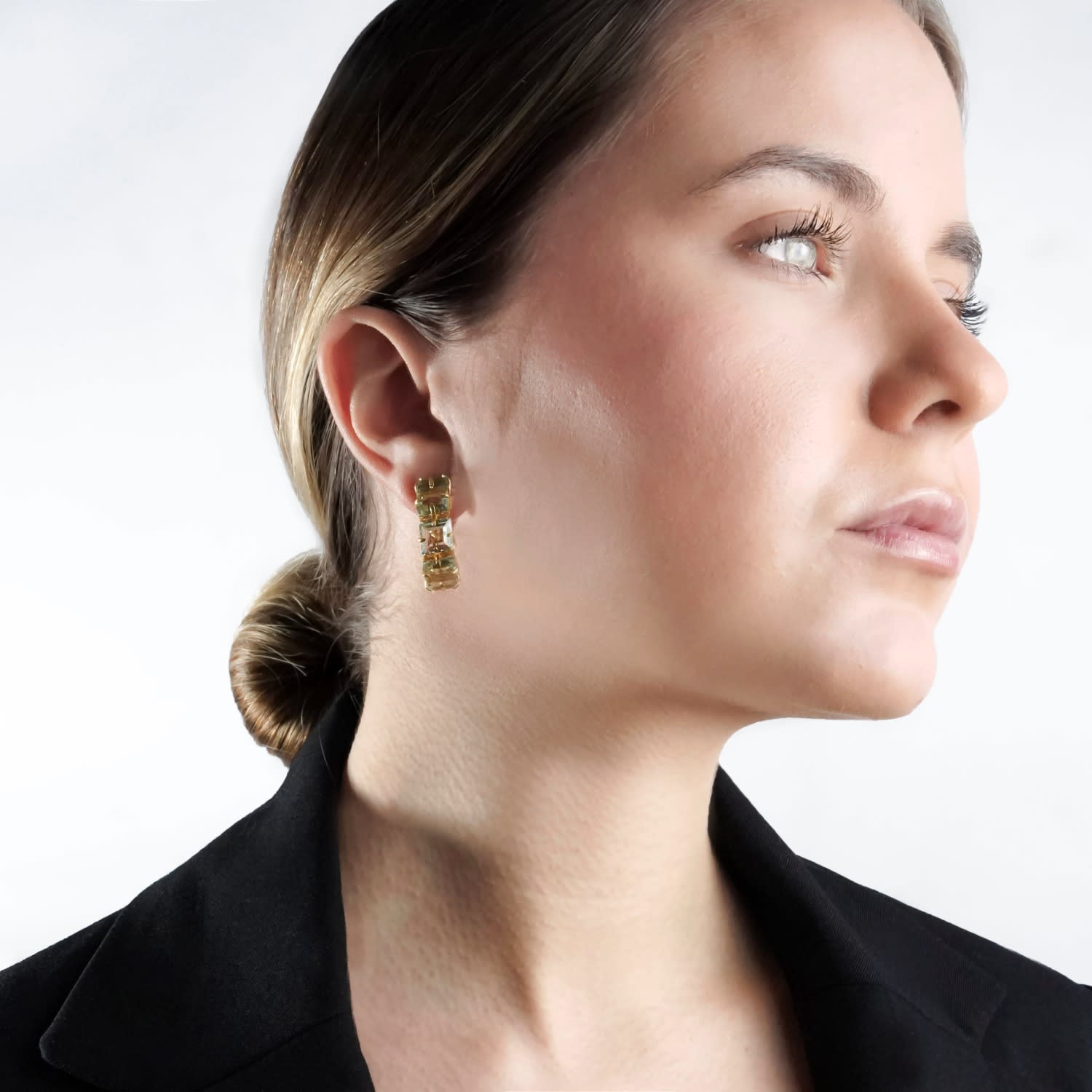 Alanna Hoops Green Amethyst Pierced