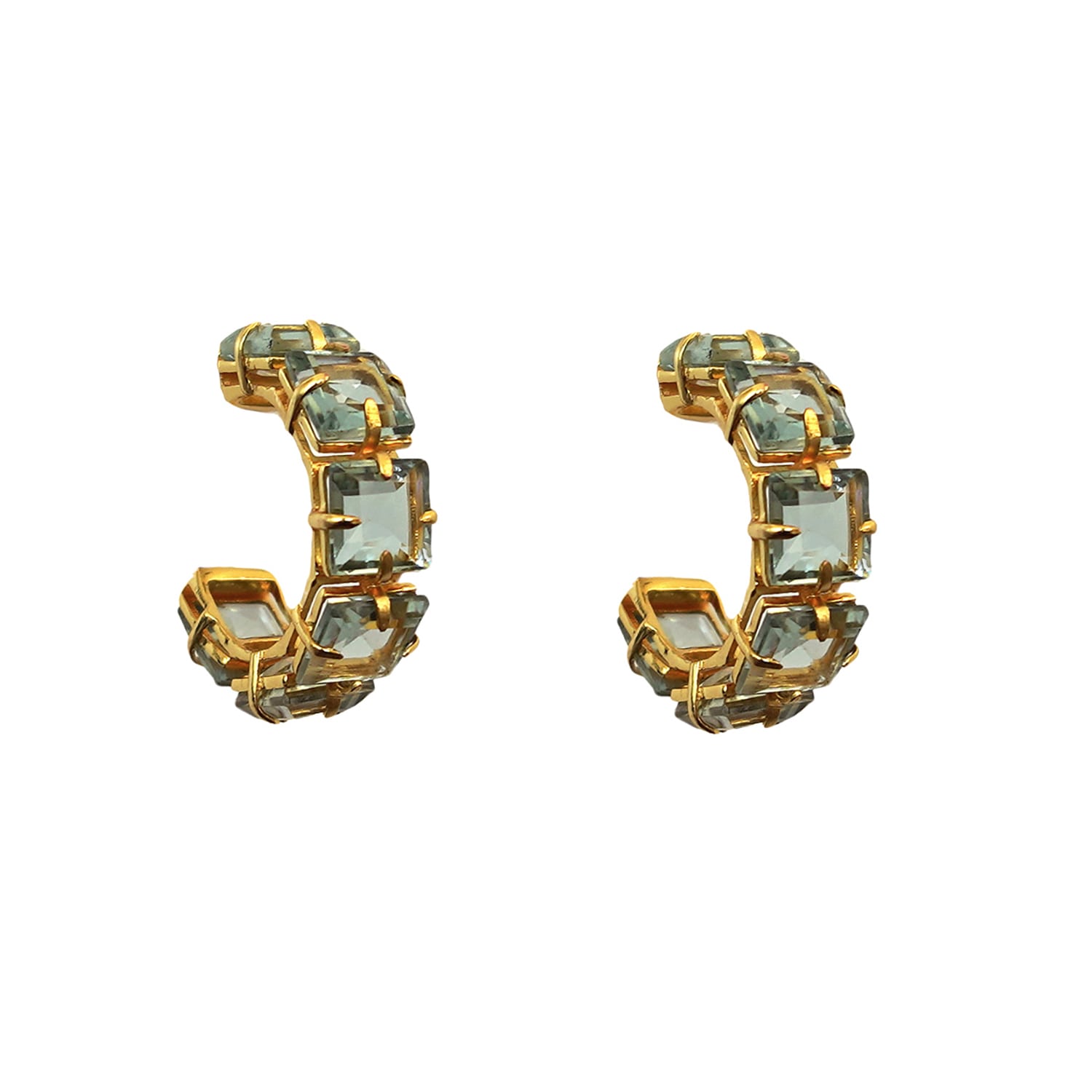 Alanna Hoops Green Amethyst Pierced