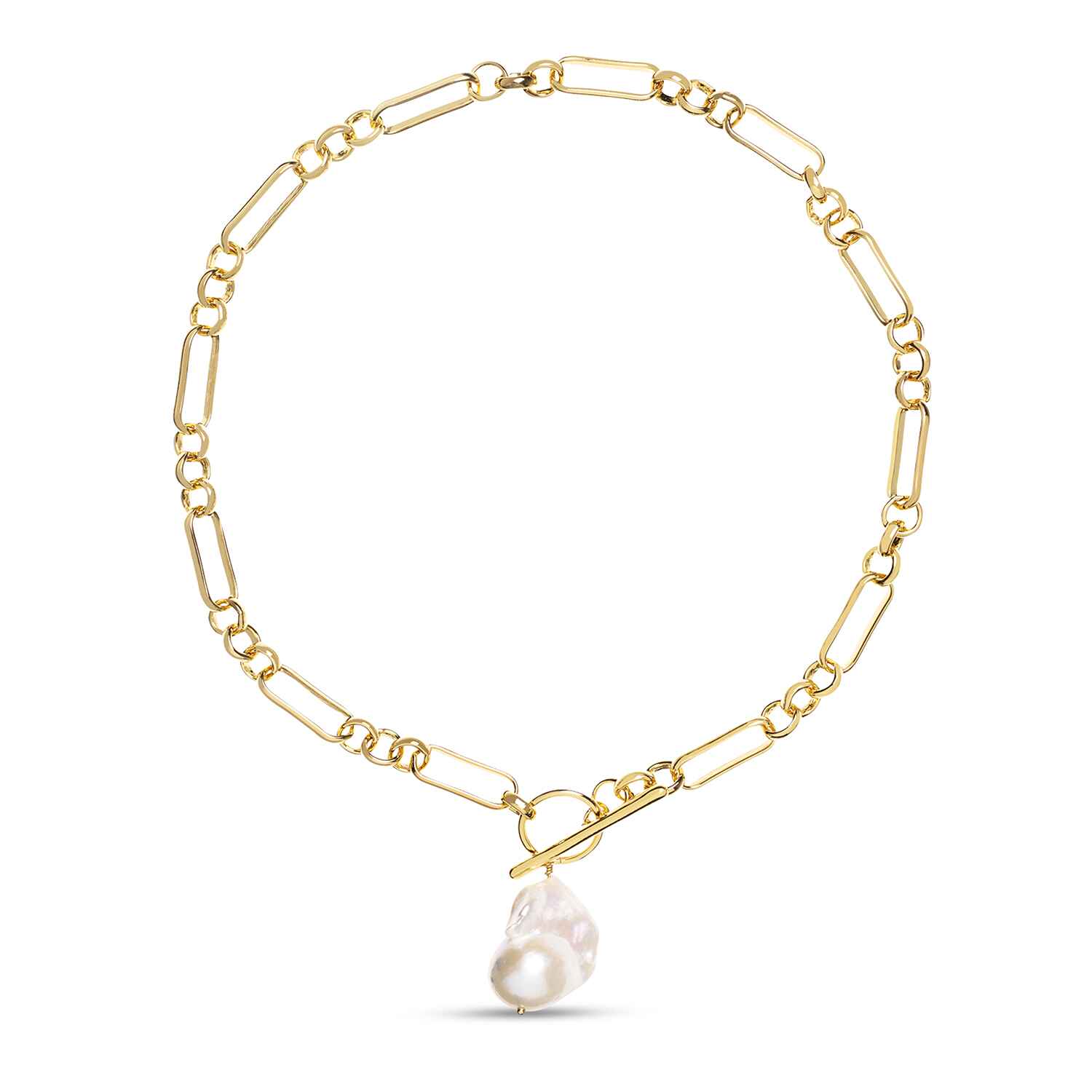 Alba Gold Necklace With Large Keshi Pearl