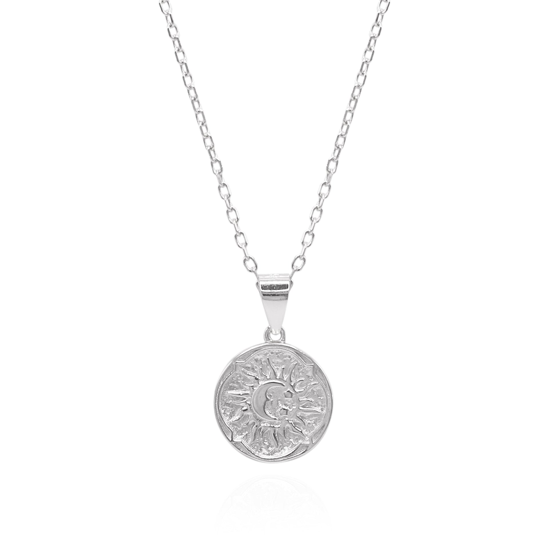 Alba Sun Coin Necklace | Sterling Silver